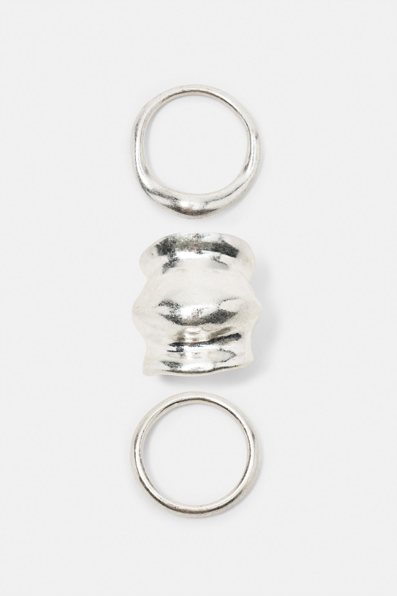 Pack of 3 irregular rings — Silver