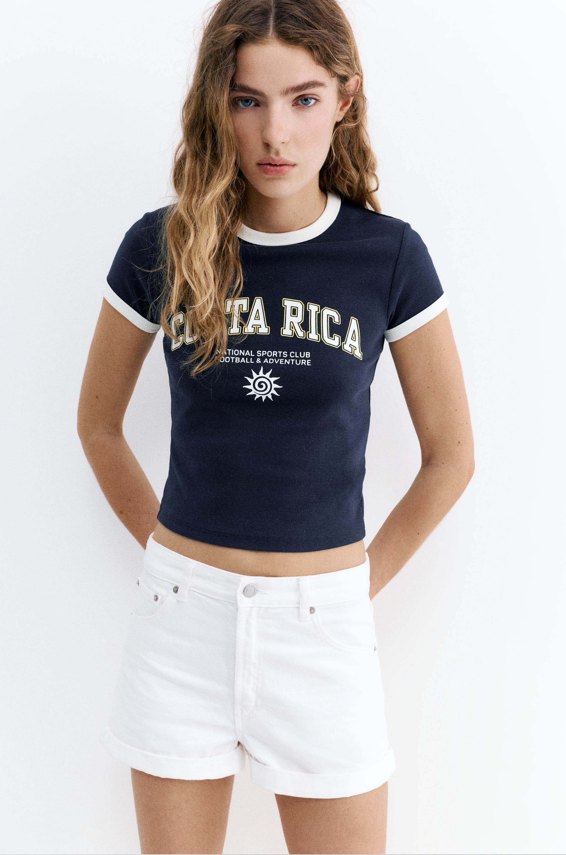 Ribbed graphic T-shirt — Navy