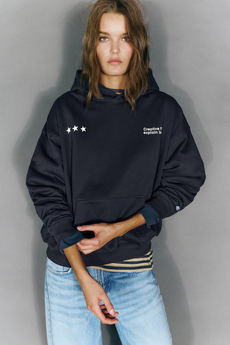 Star graphic hoodie — Navy