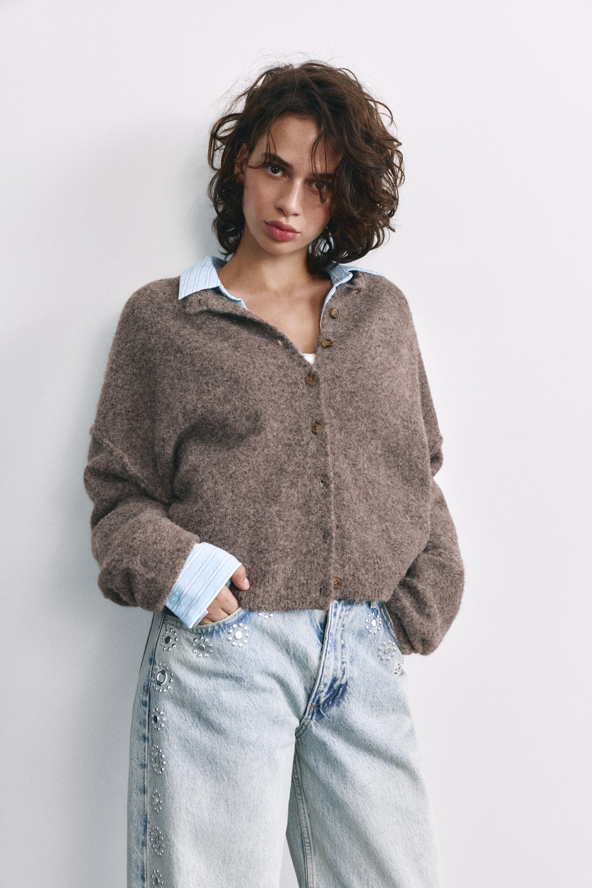 Soft knit cardigan — Brown