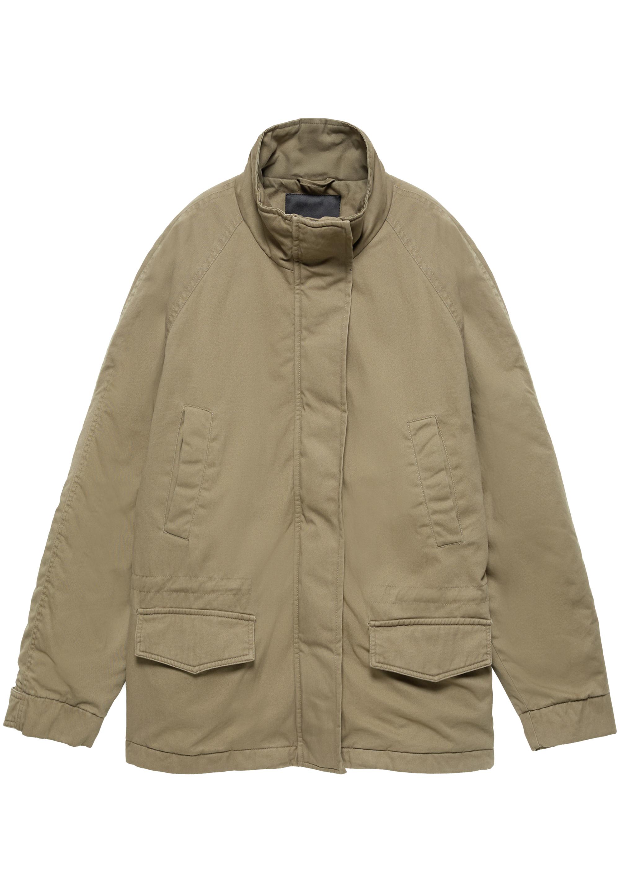 Short high-neck parka — Dark khaki