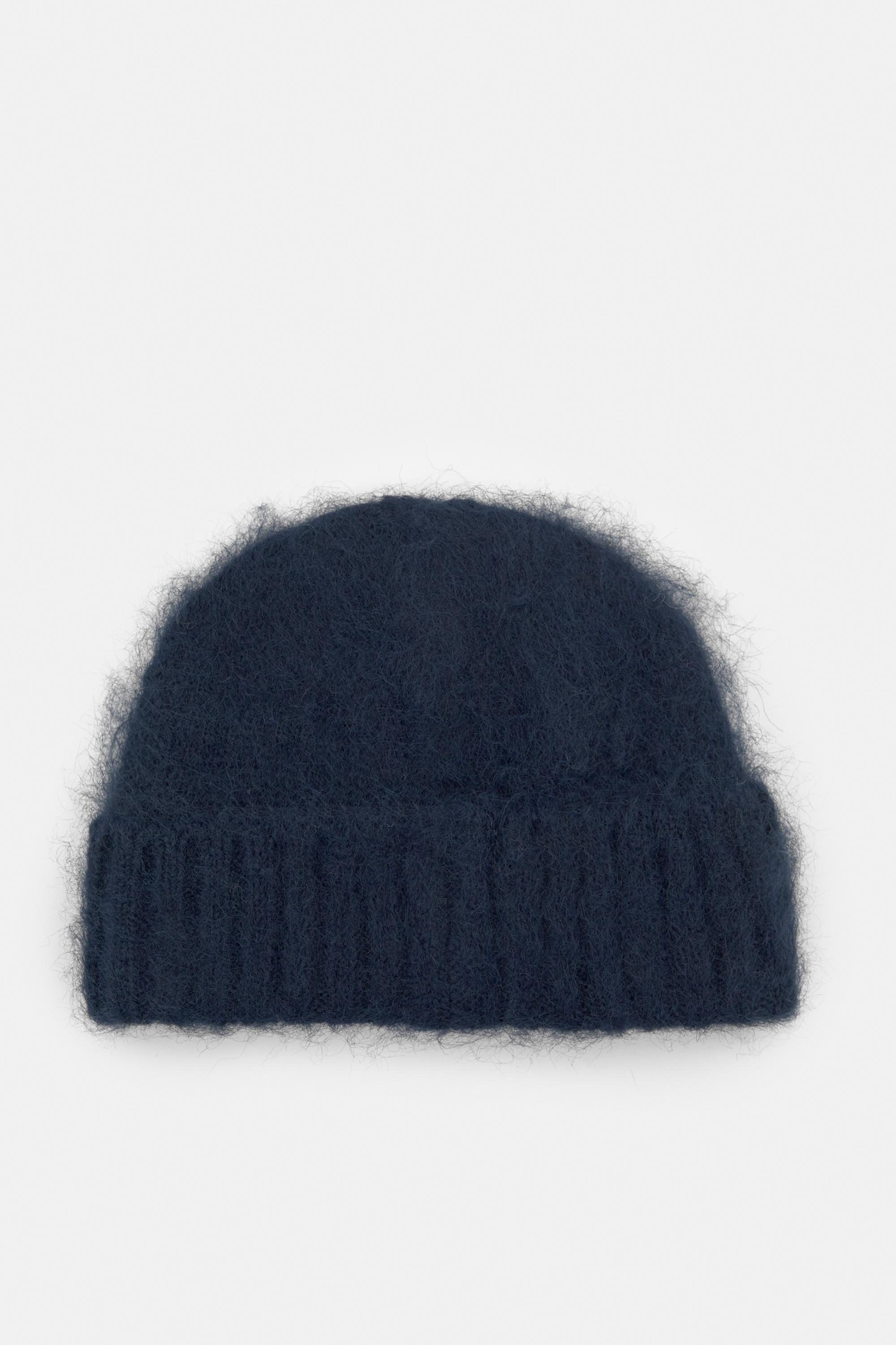 Short Knitted beanie — Dark blue