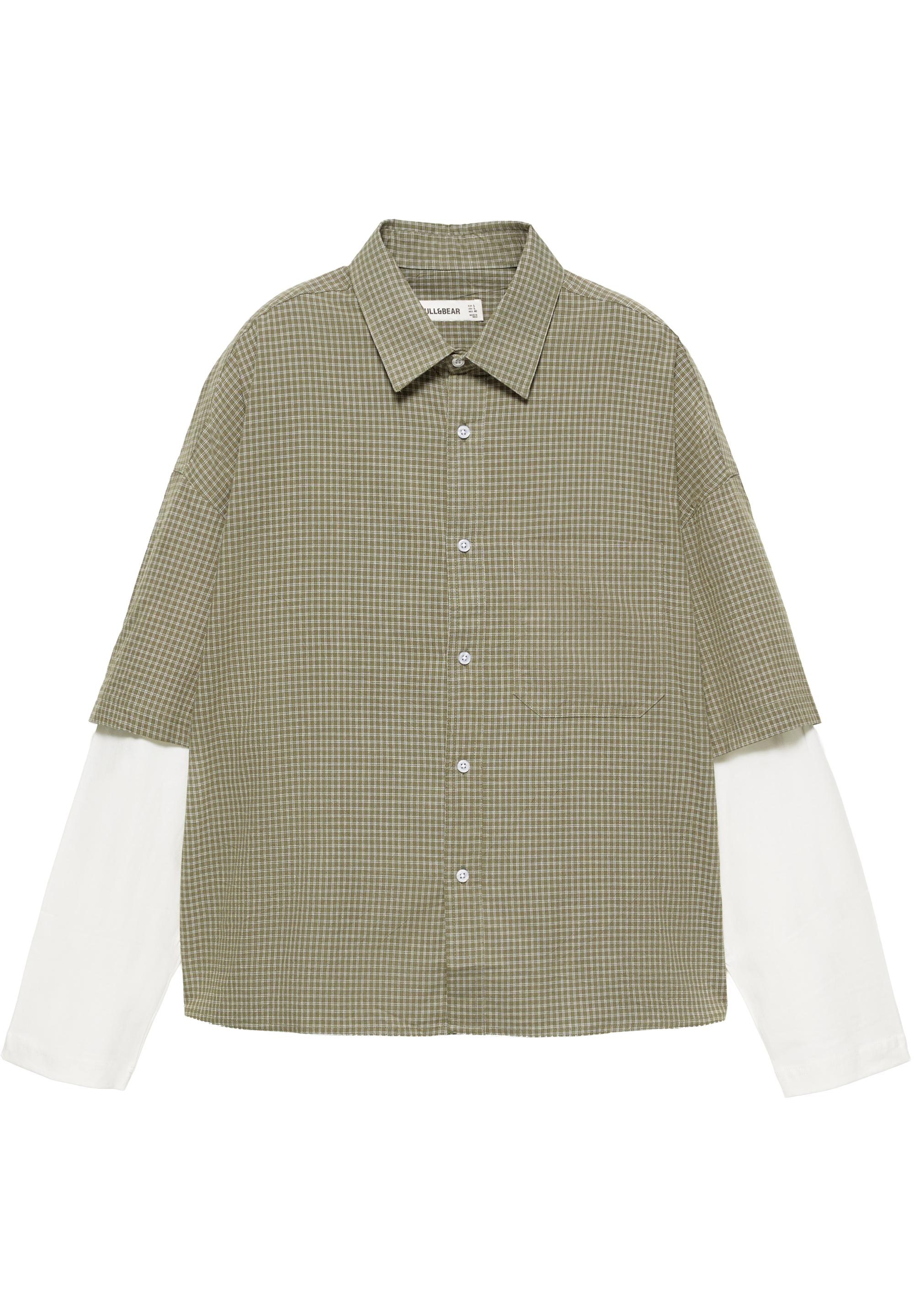 Double sleeve check shirt — White/Grey