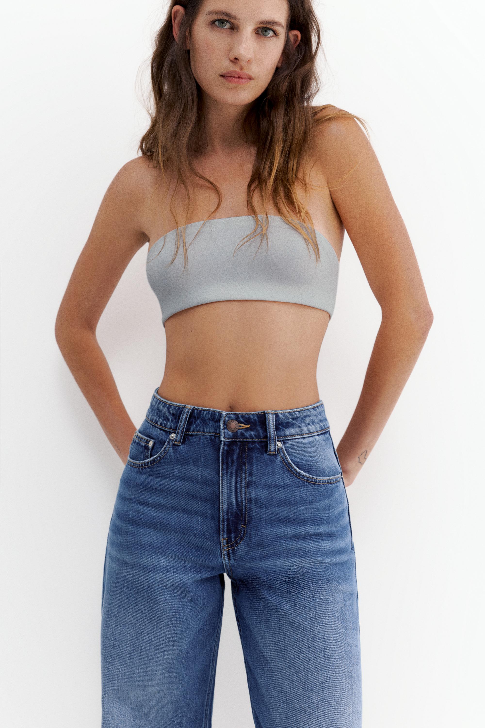 High-waist wide-leg jeans — Medium blue