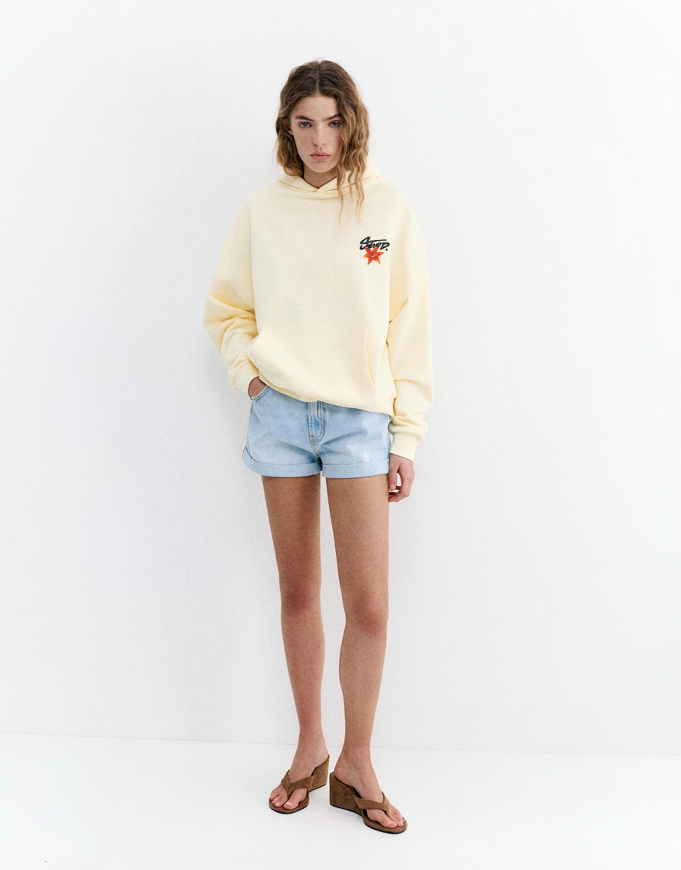 Kapüşonlu çiçekli STWD sweatshirt - Görsel 3
