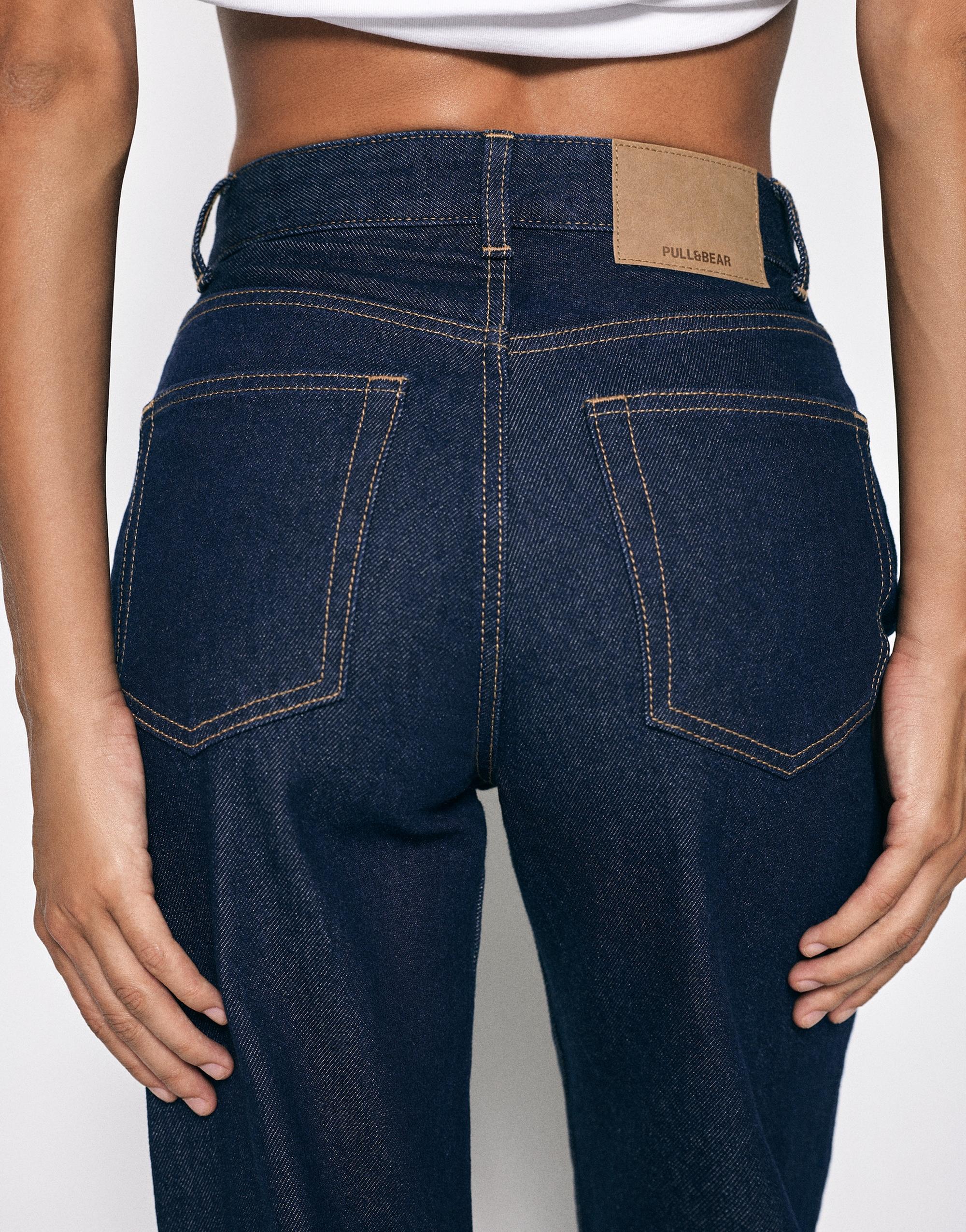 High-waist wide straight-leg jeans — Navy