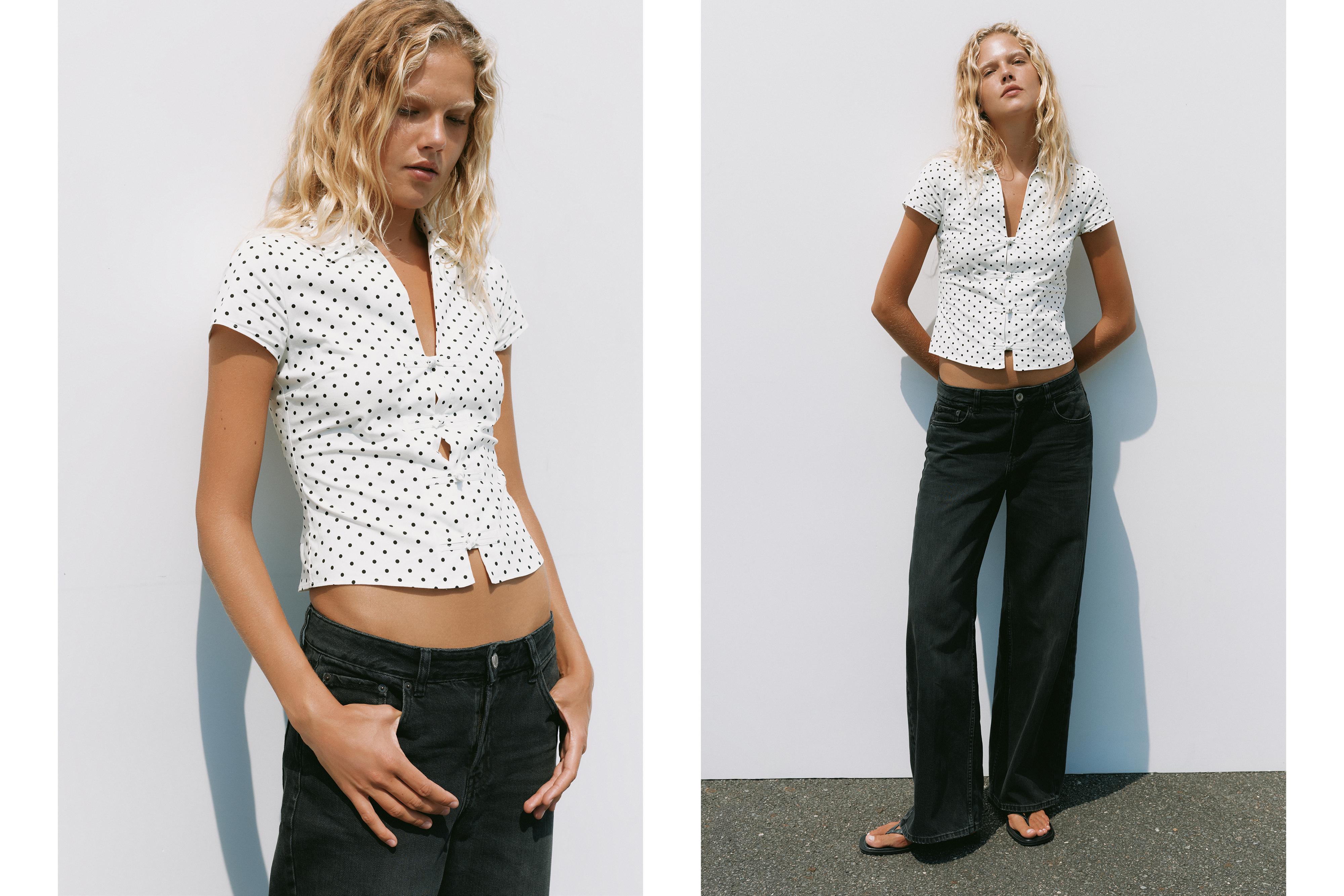 Short sleeve shirt with toggles — White/Black