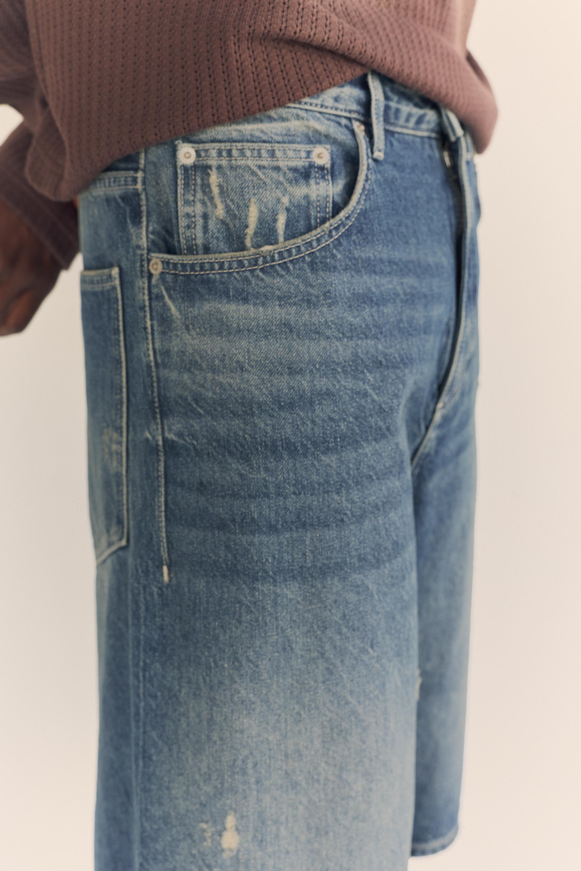 Ripped detail jorts — Blue