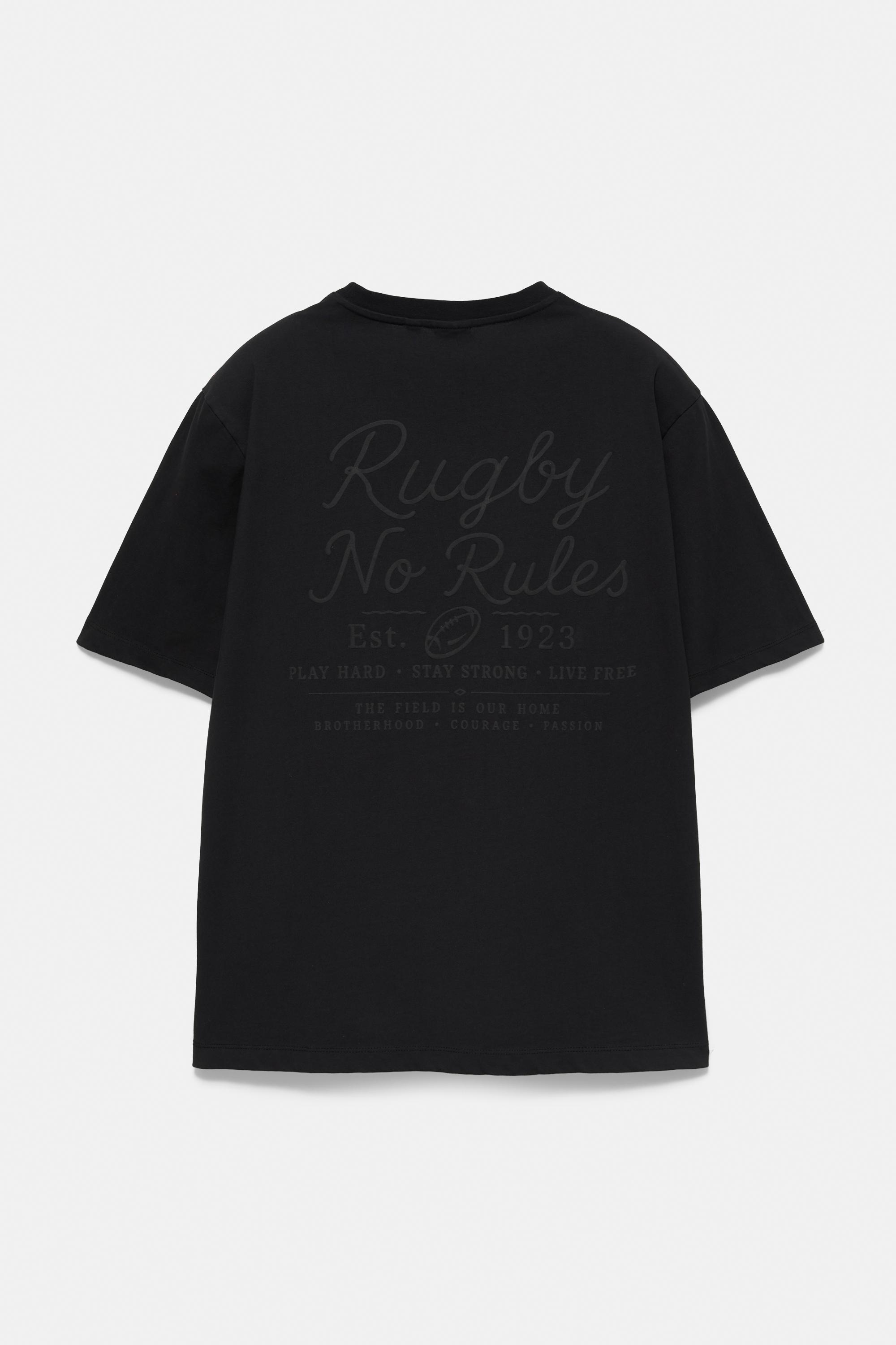 Regular fit embroidered T-shirt — Black