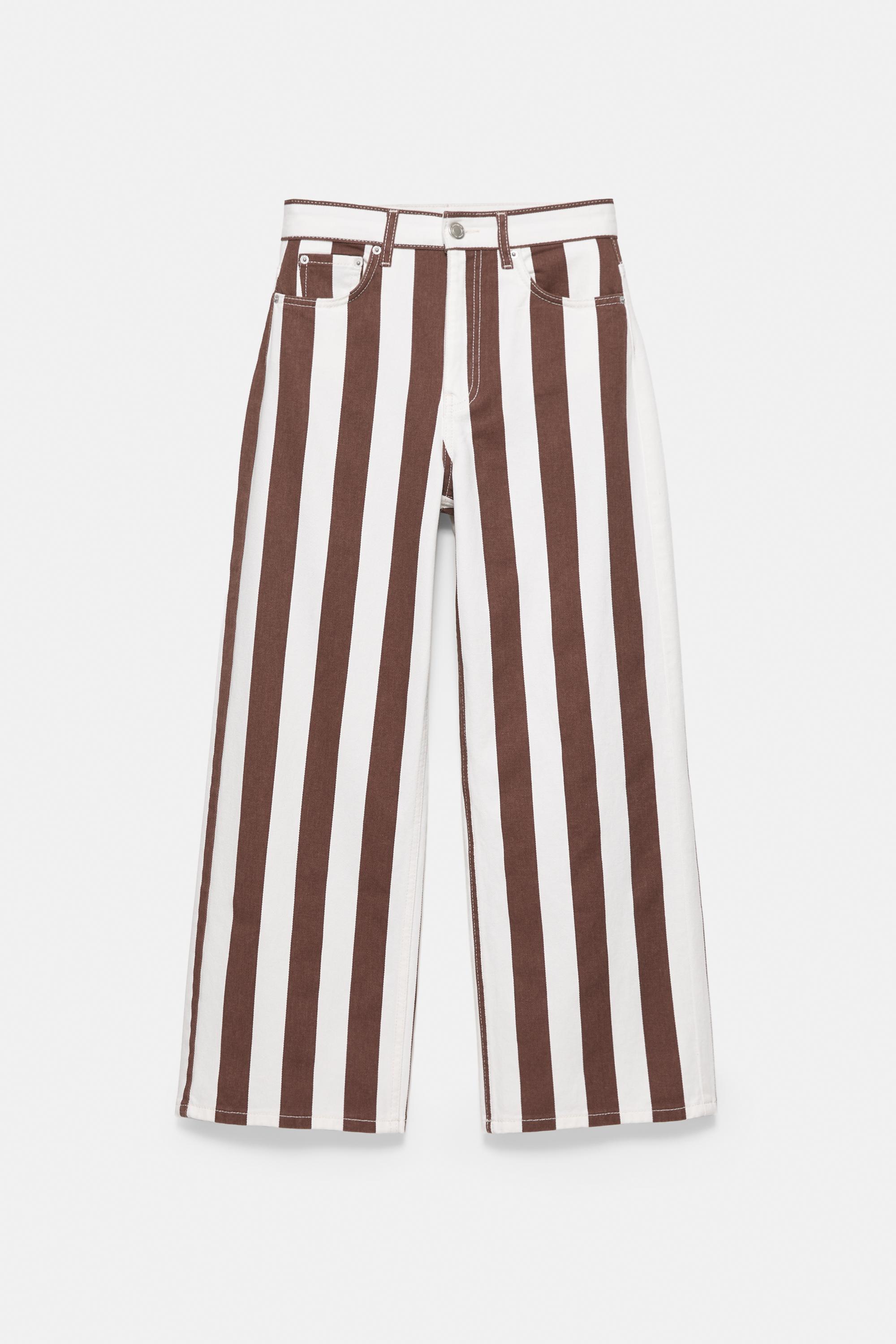 Striped straight-leg trousers