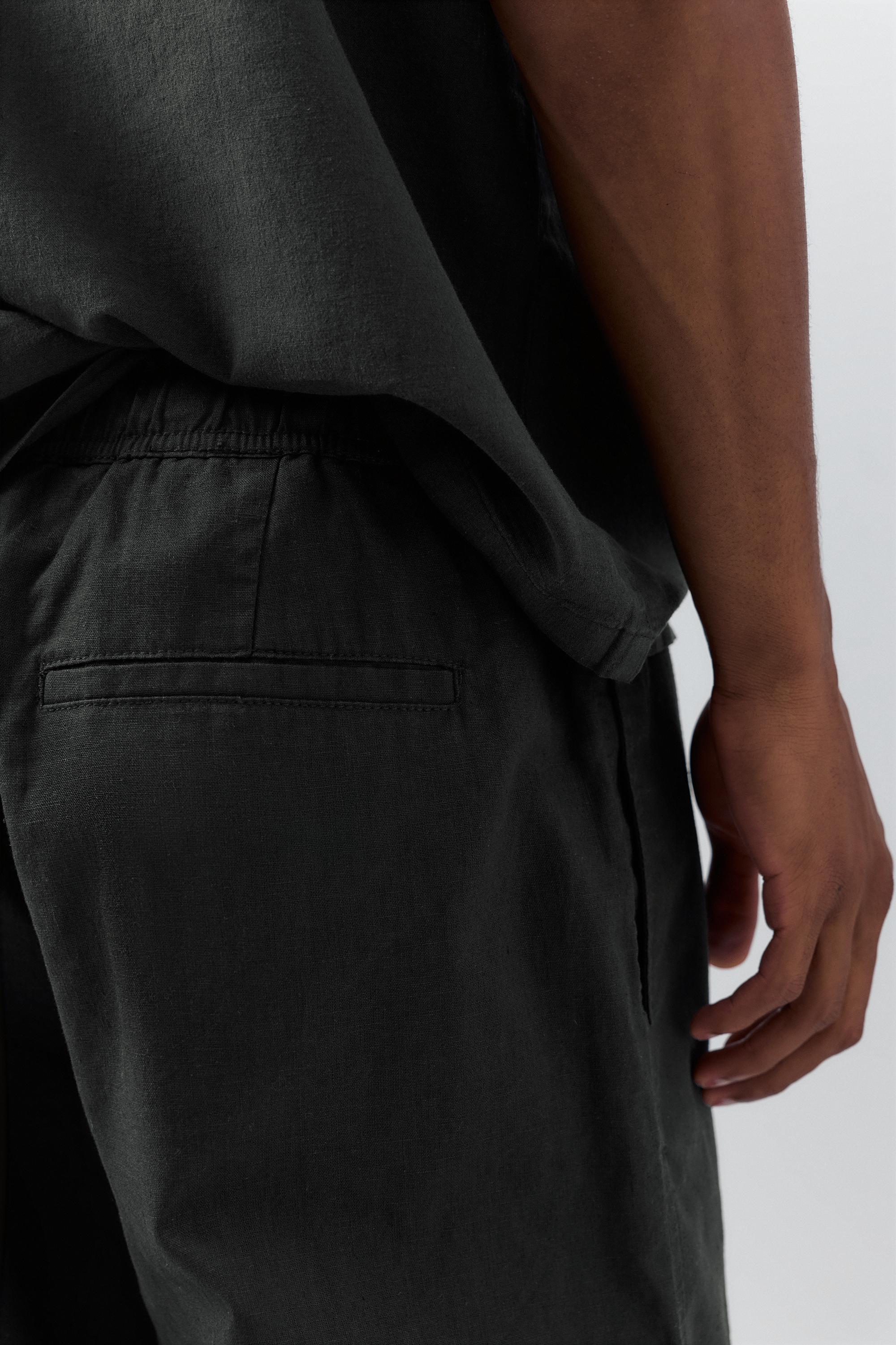 Linen blend jogger trousers — Black