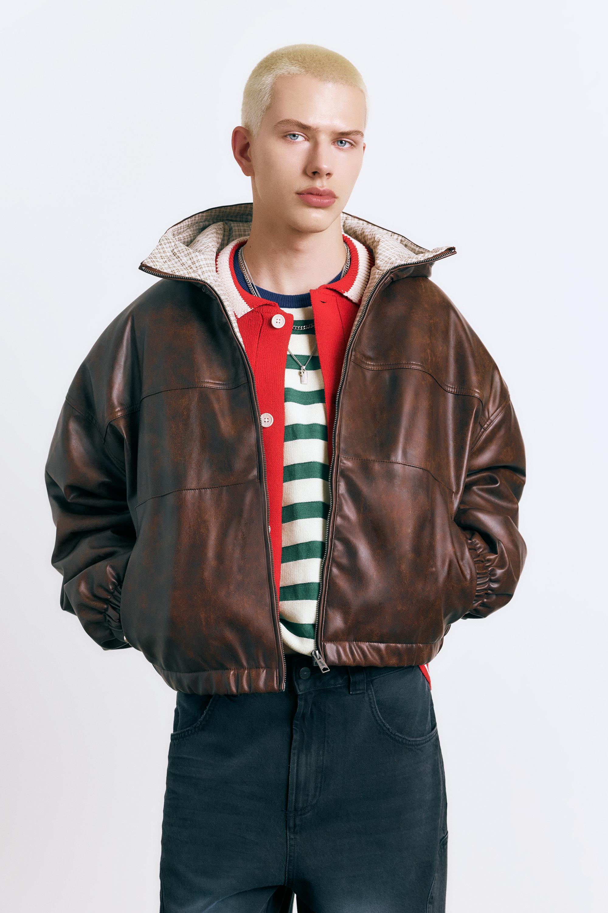 Eskitme suni deri ceket - Görsel 12