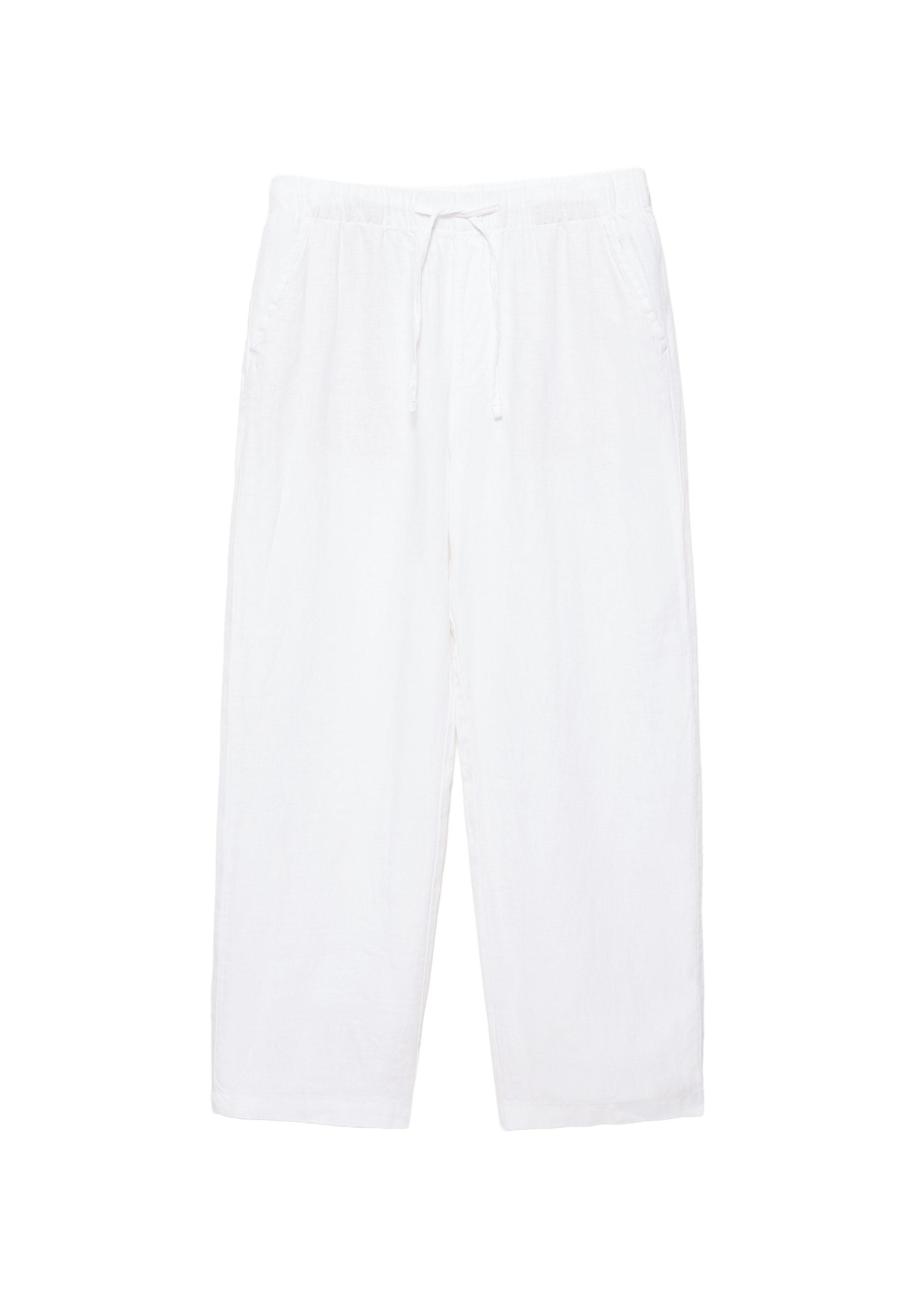 100% linen jogger trousers — White