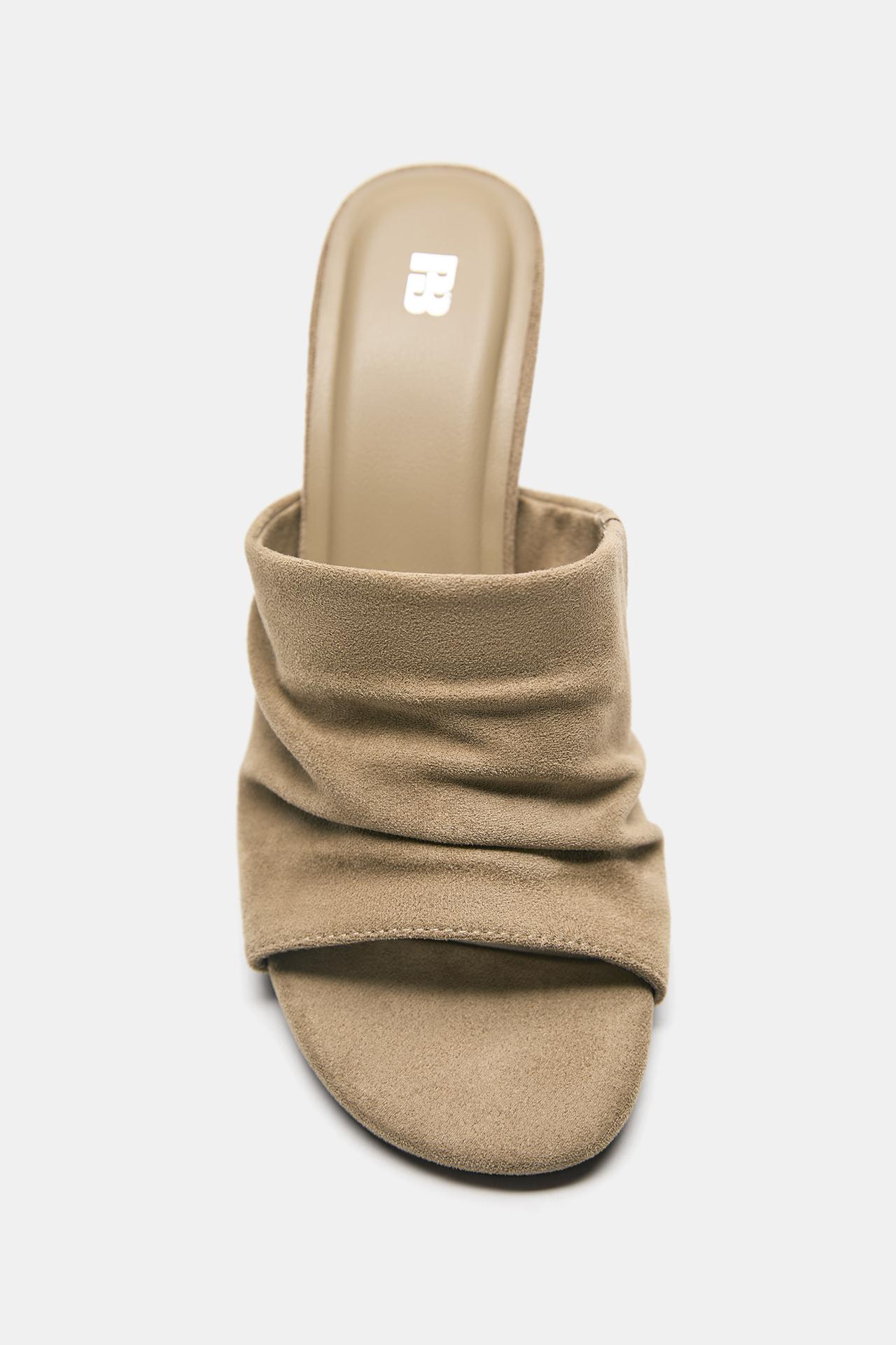 Gathered high-heel sandals — Sand
