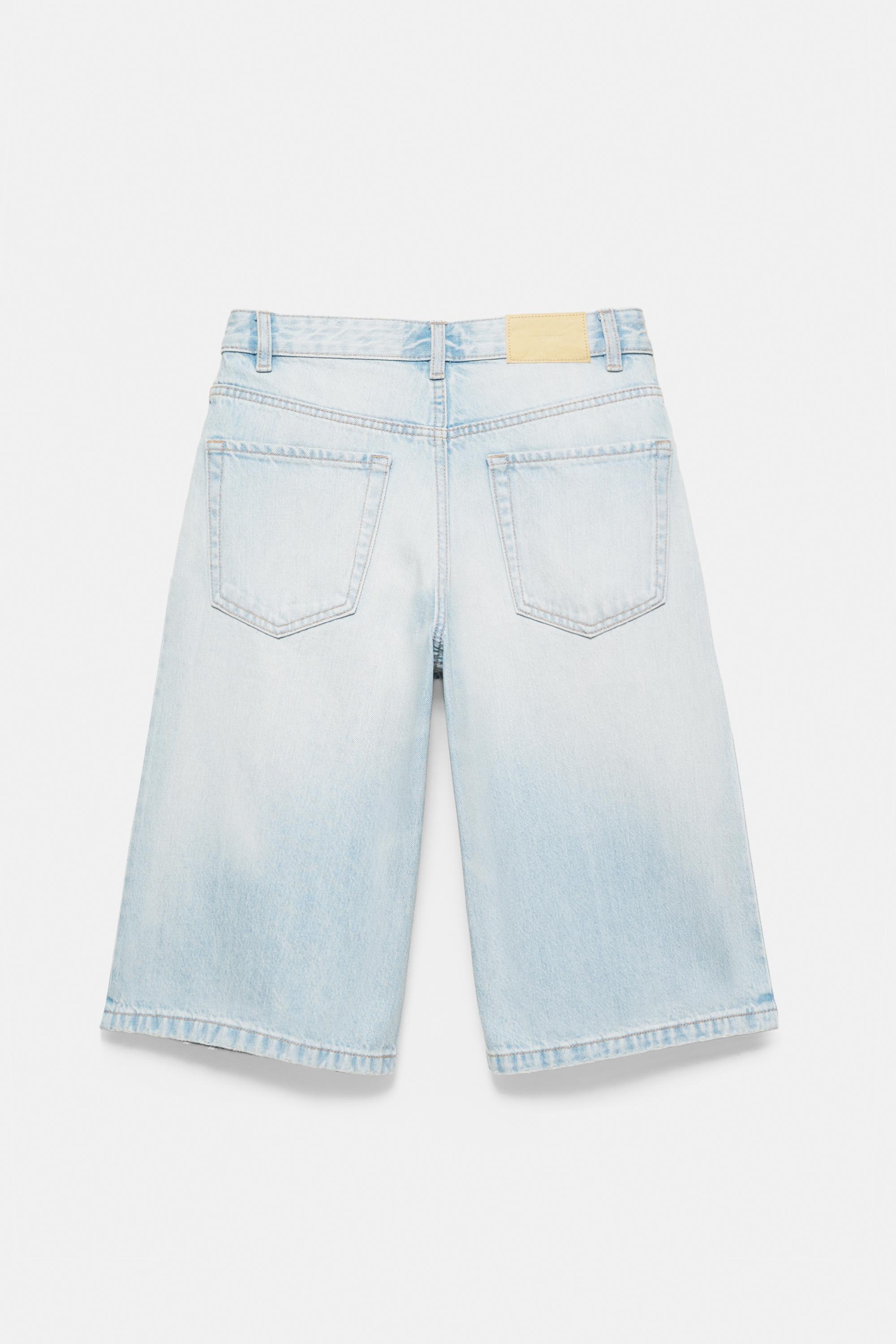 Low-rise denim jorts — Faded blue