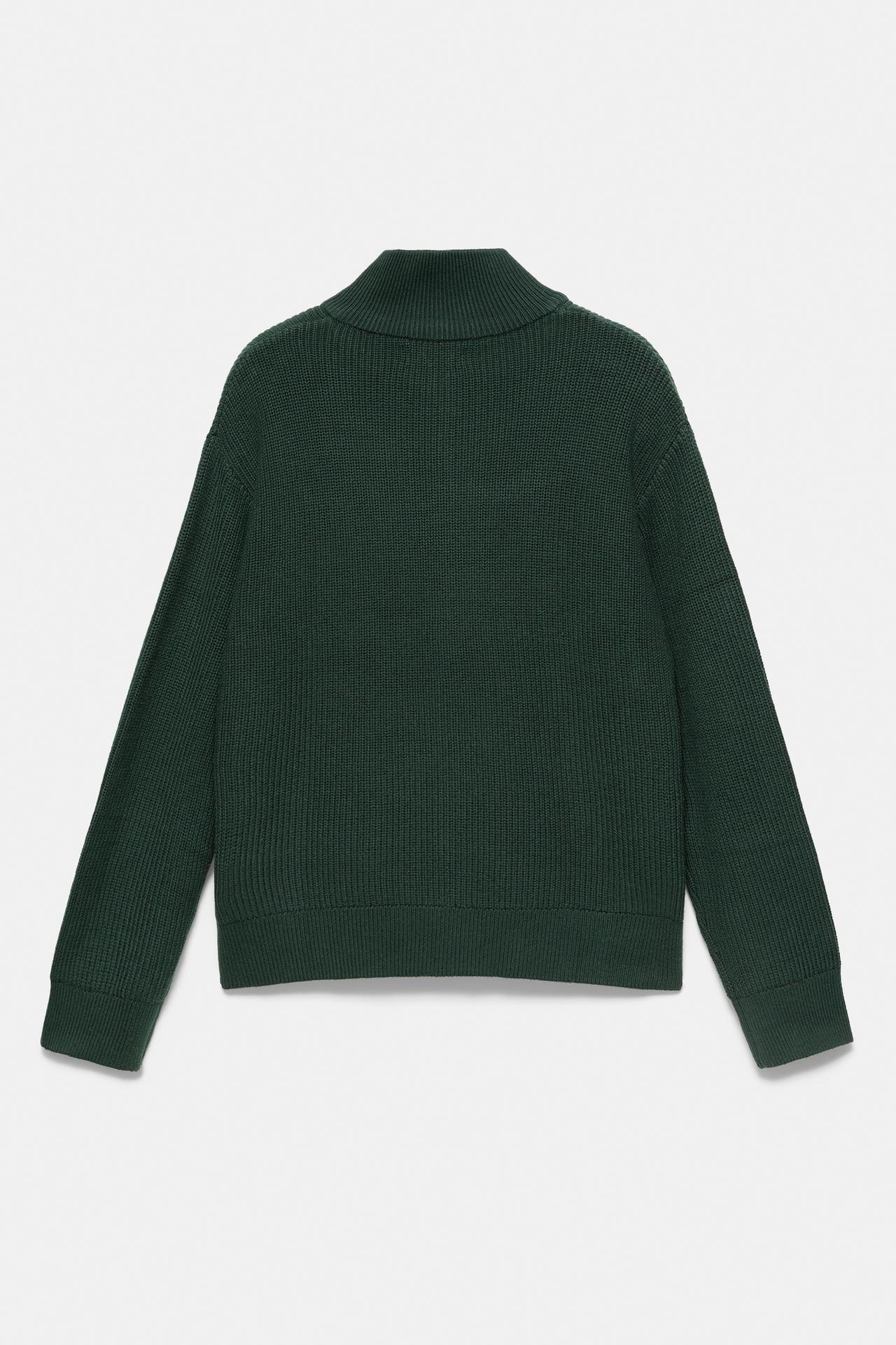 Embroidered zip cardigan — Green