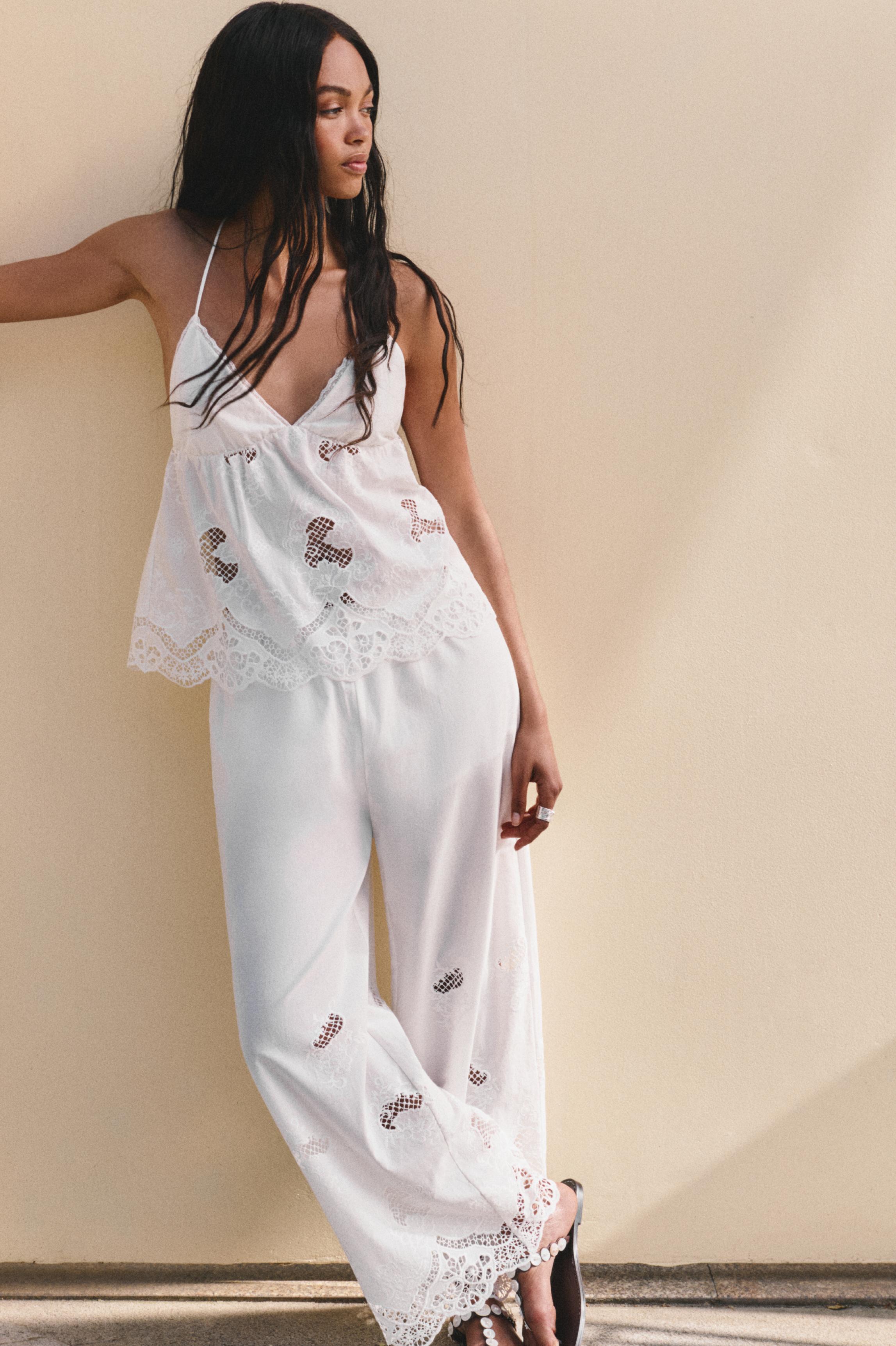White Swiss embroidery top — White