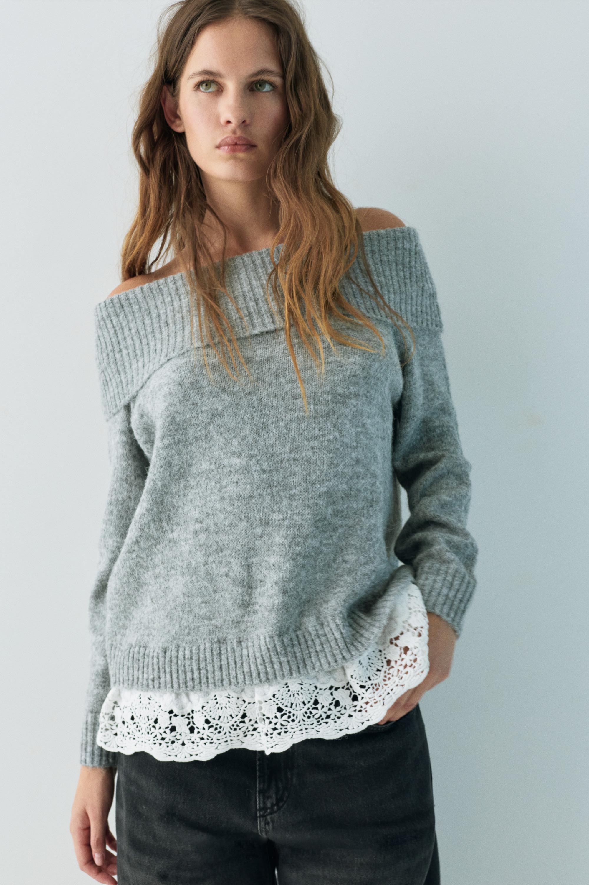 Maglia Bardot In Pizzo Combinato