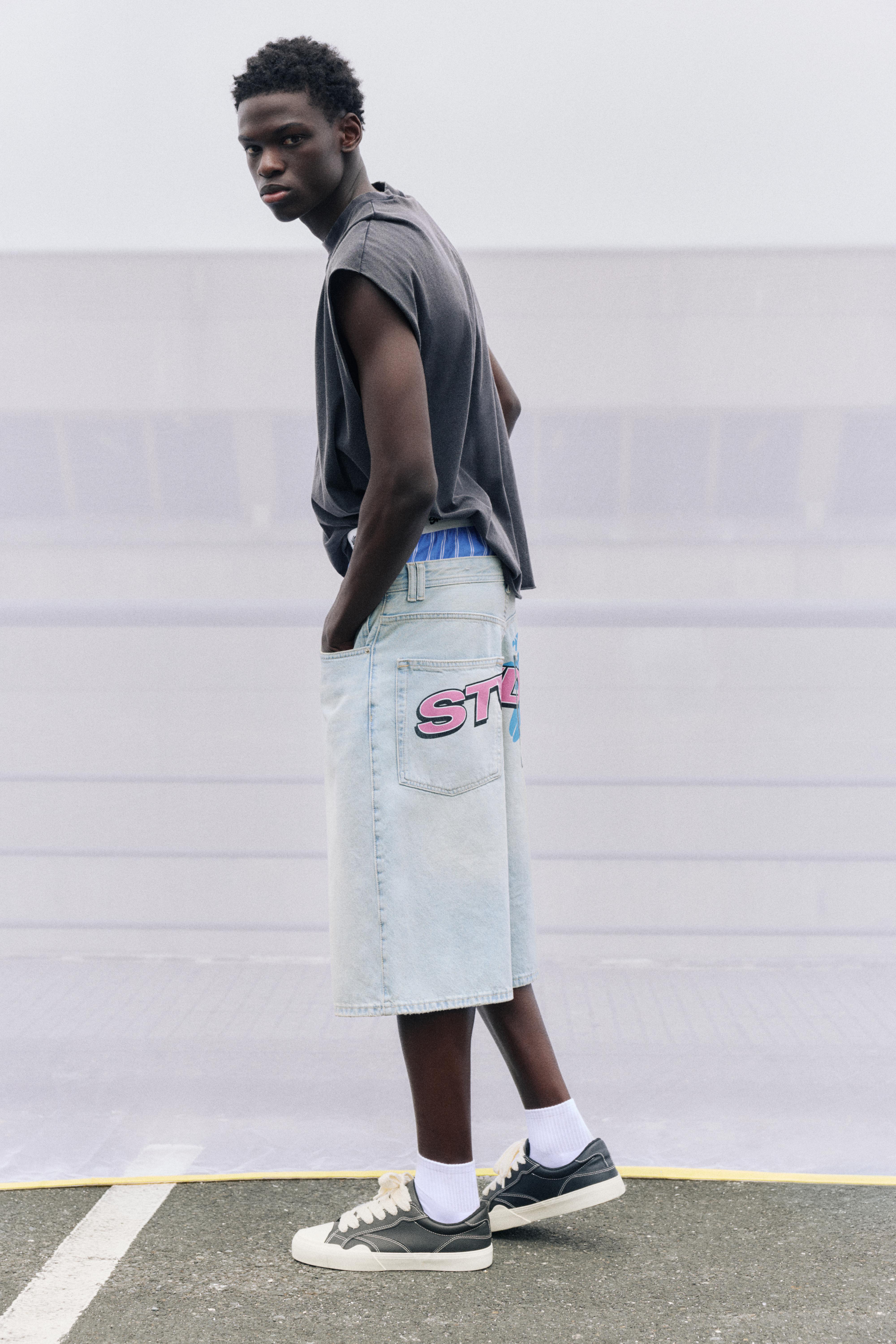 STWD skater denim Bermuda shorts — Pale indigo