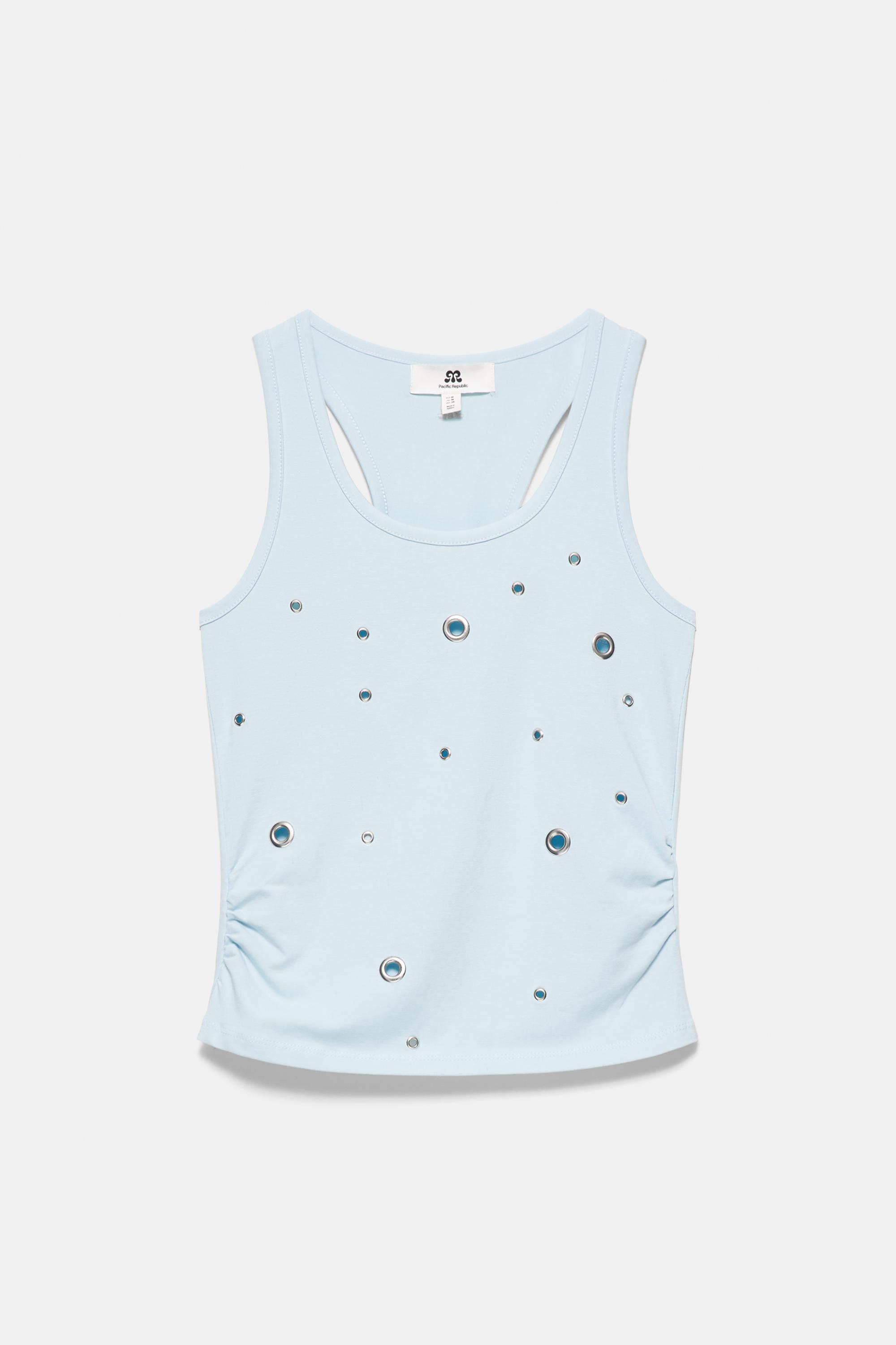 Eyelet tank top — Pastel blue