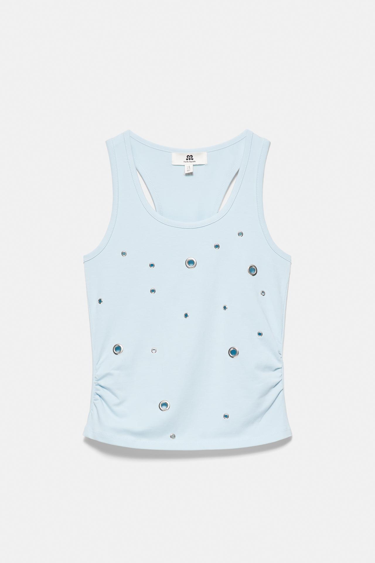 Eyelet tank top — Pastel blue