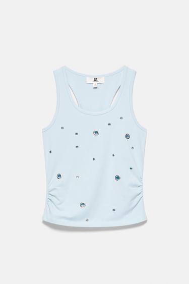 Eyelet tank top — Pastel blue 6