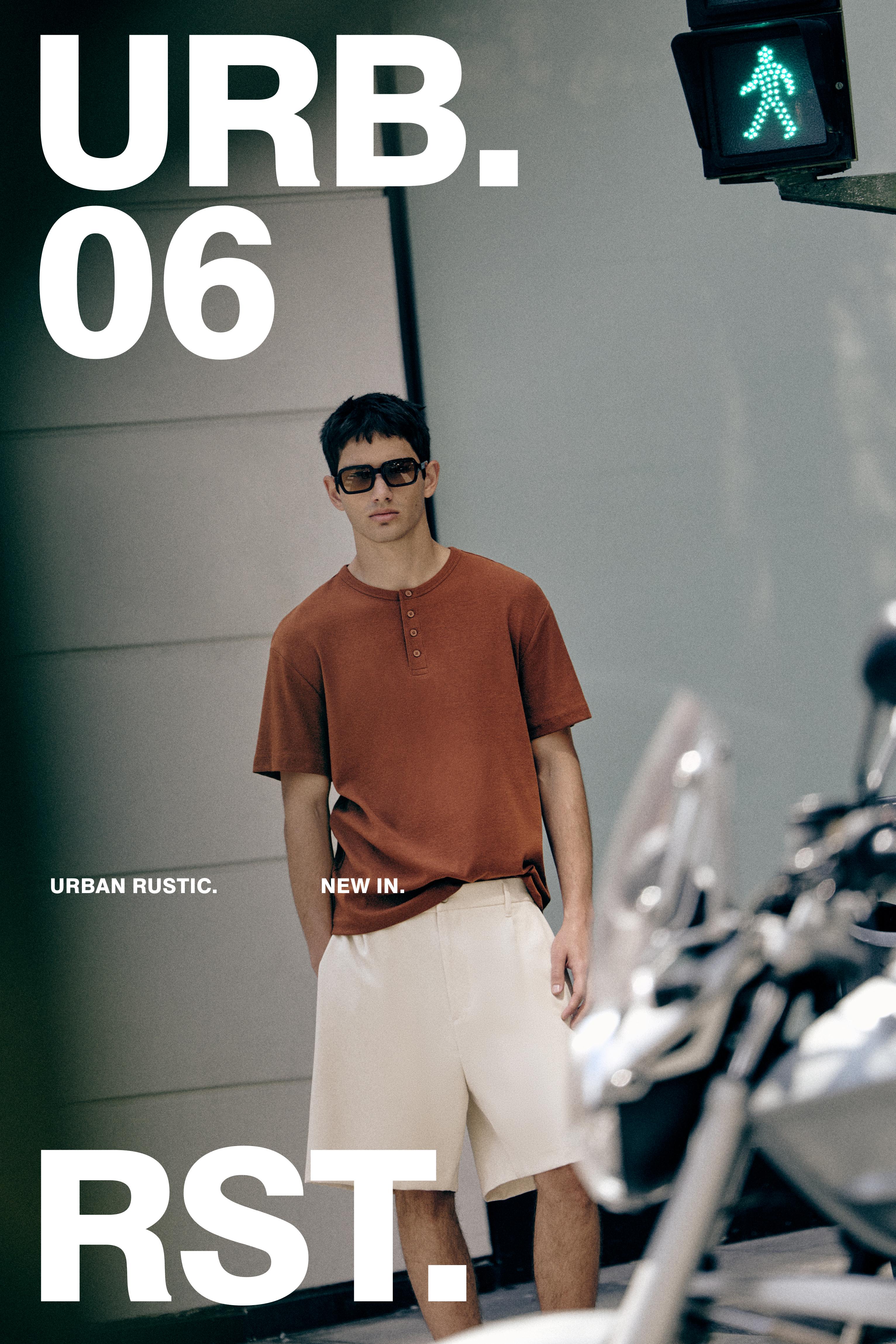 Slim-fit Henley T-shirt — Brown