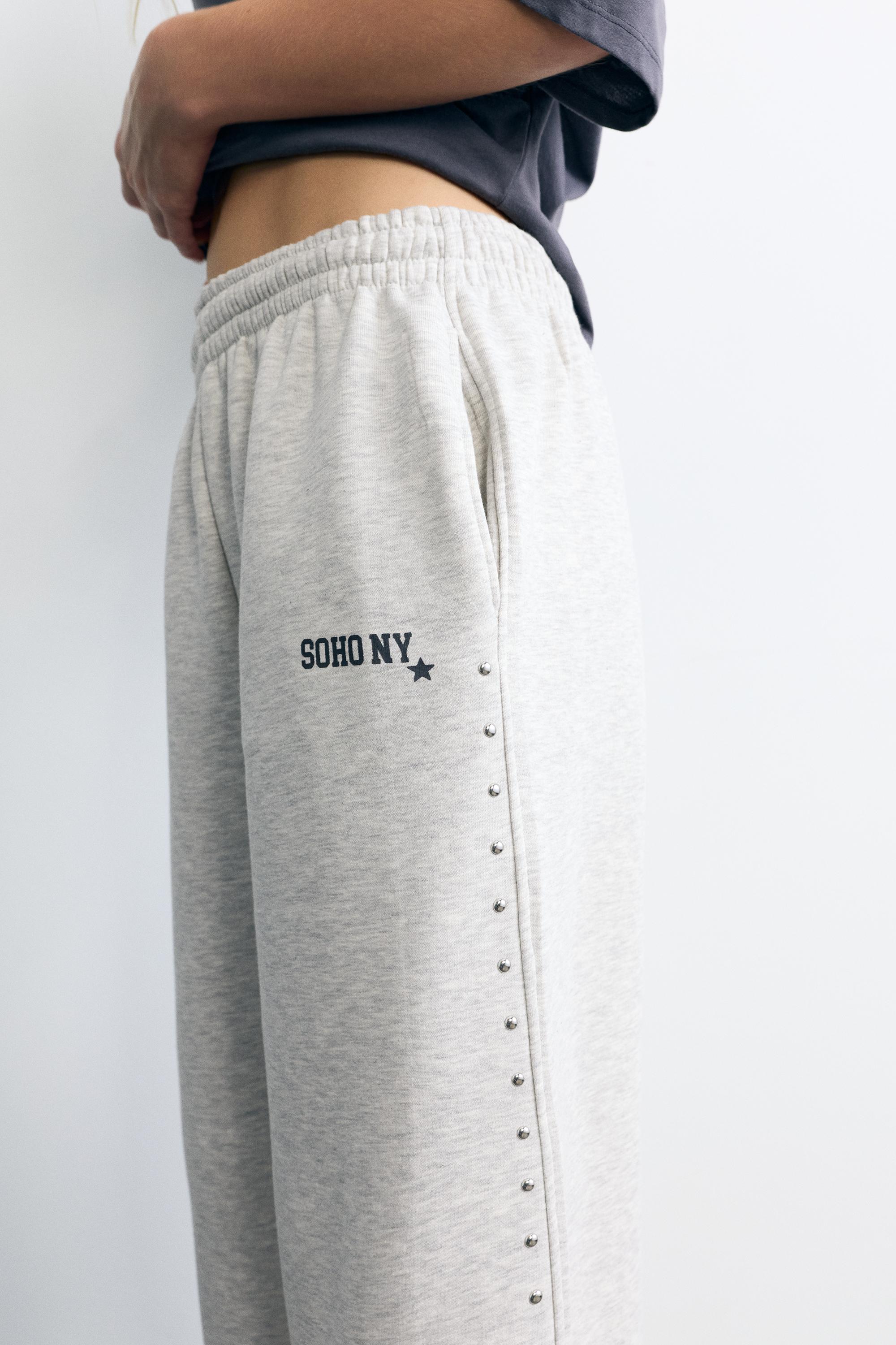 Studded joggers — Grey marl