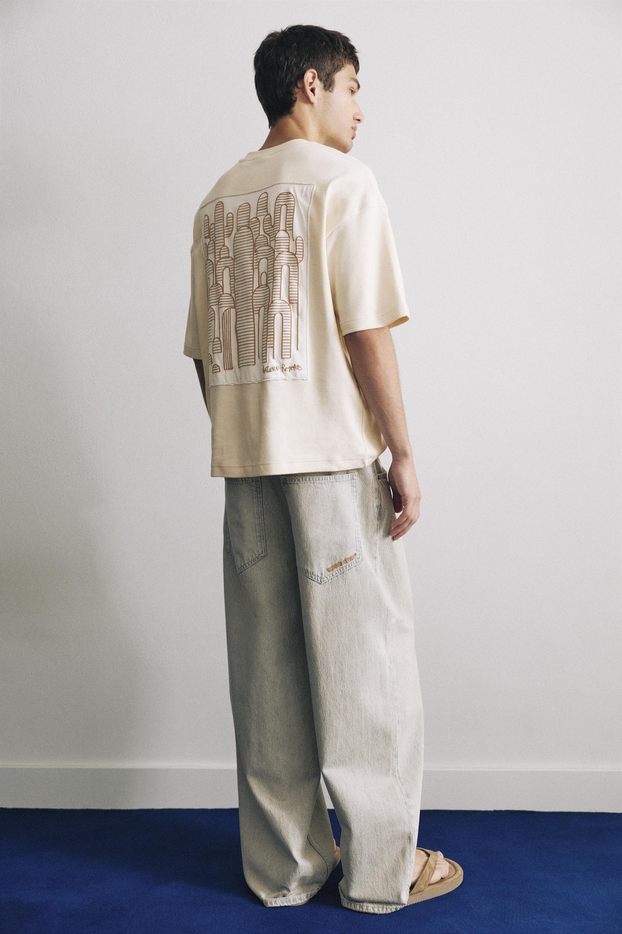 Short sleeve graphic sweatshirt — Sand