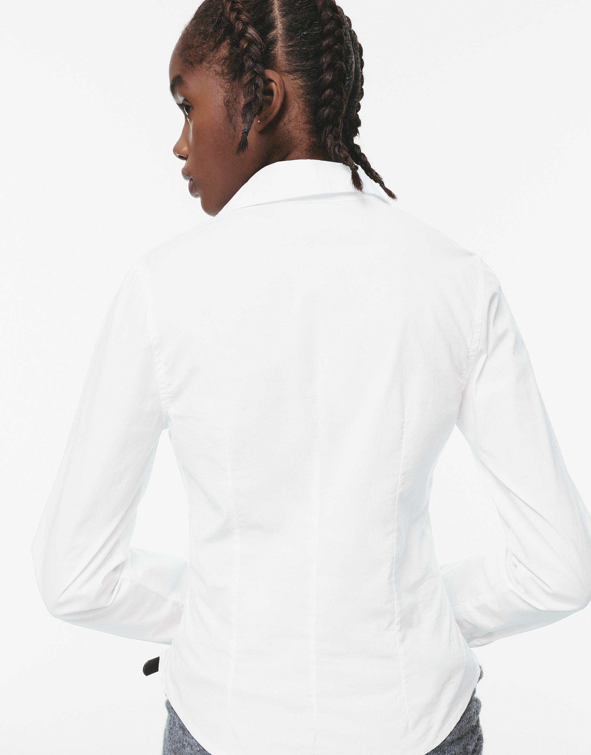 Poplin yırtmaçlı dar kesim gömlek - Görsel 64