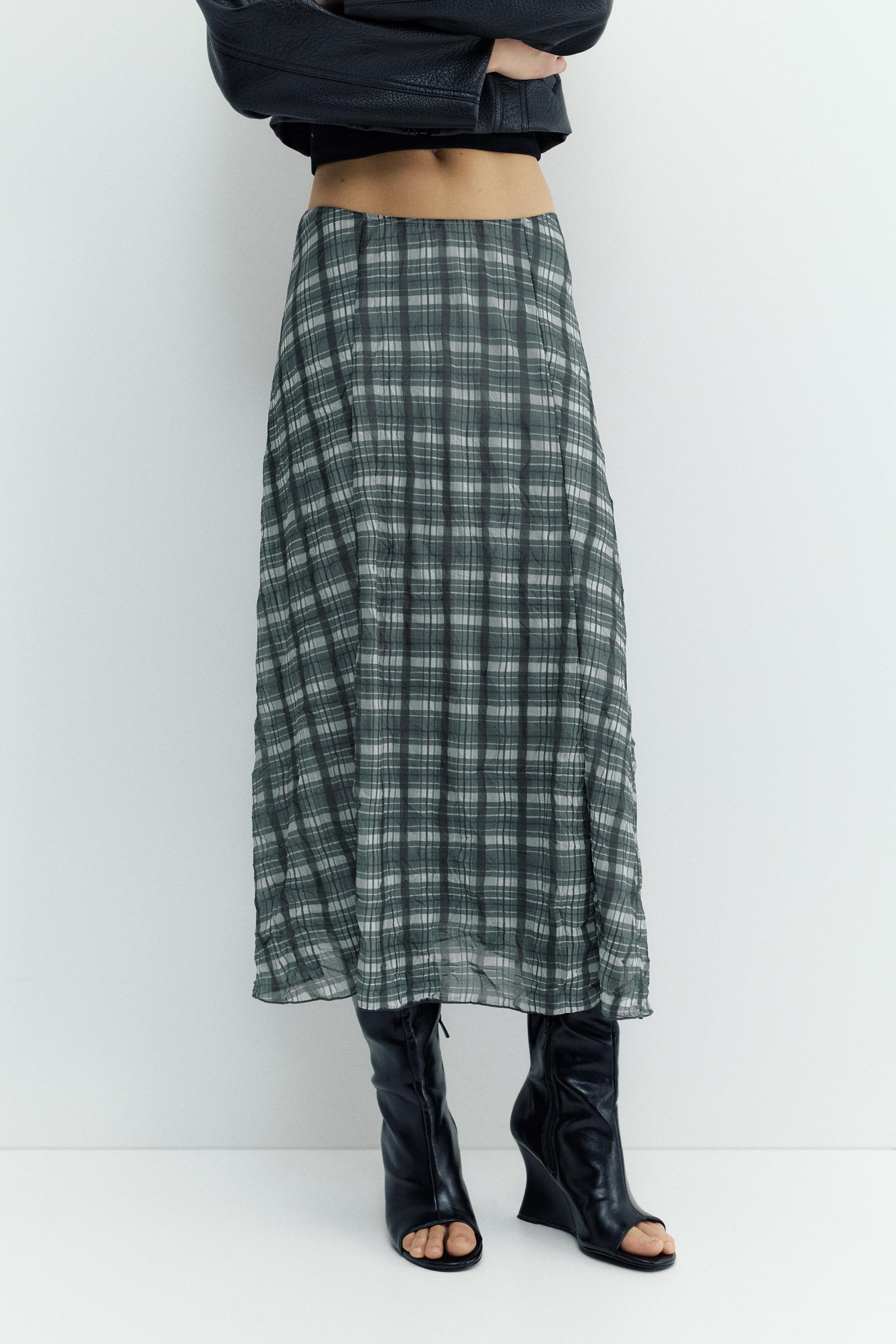 Kareli midi etek - Görsel 5