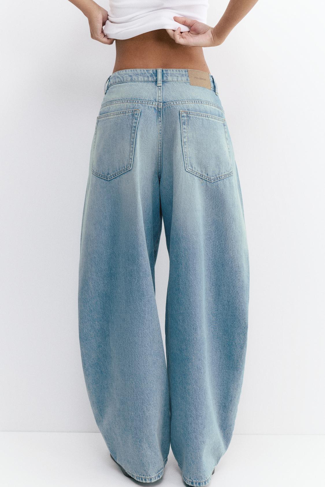 Pleated balloon fit baggy jeans