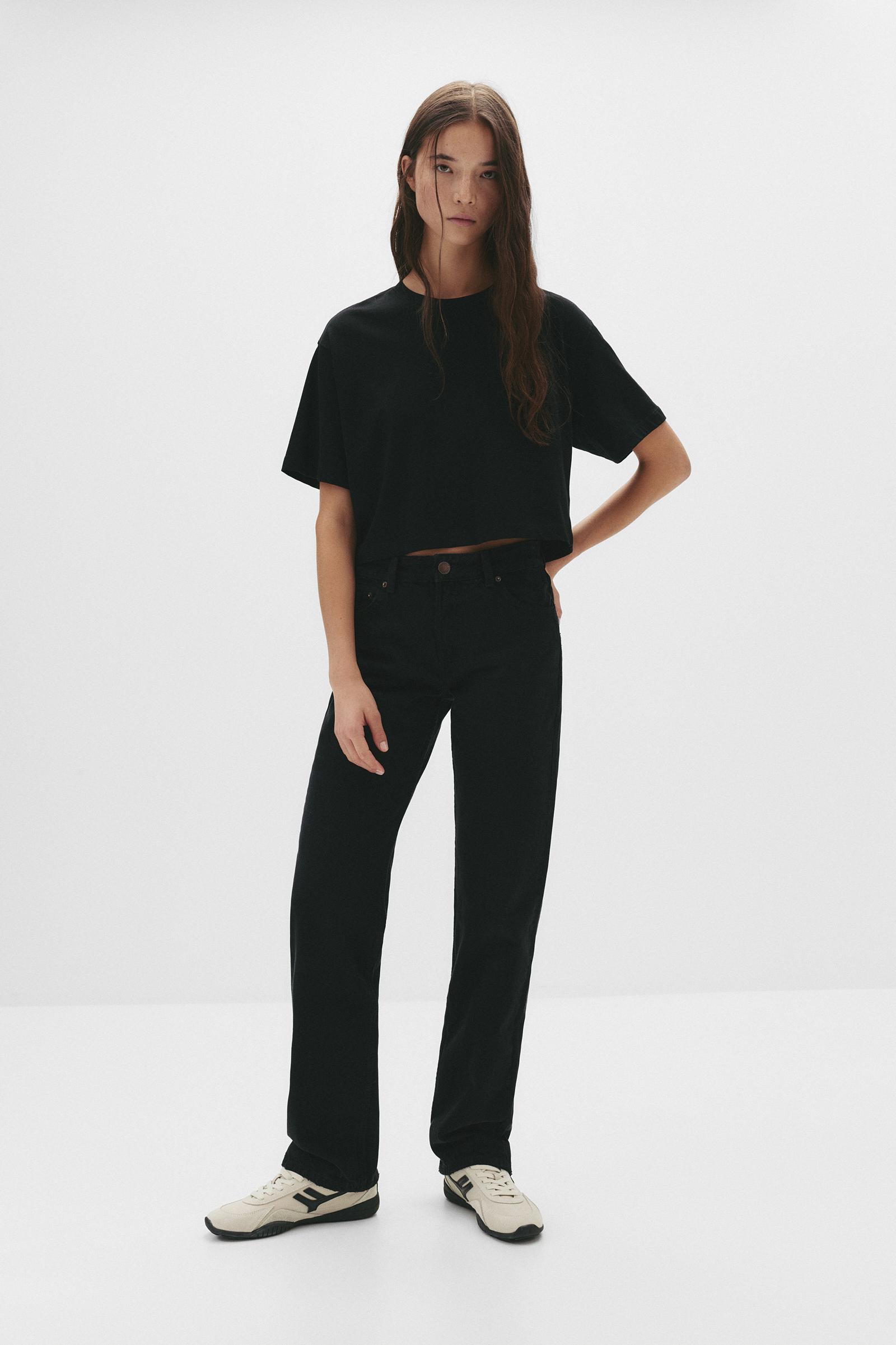 Gerade Jeans Mit Halbhohem Bund