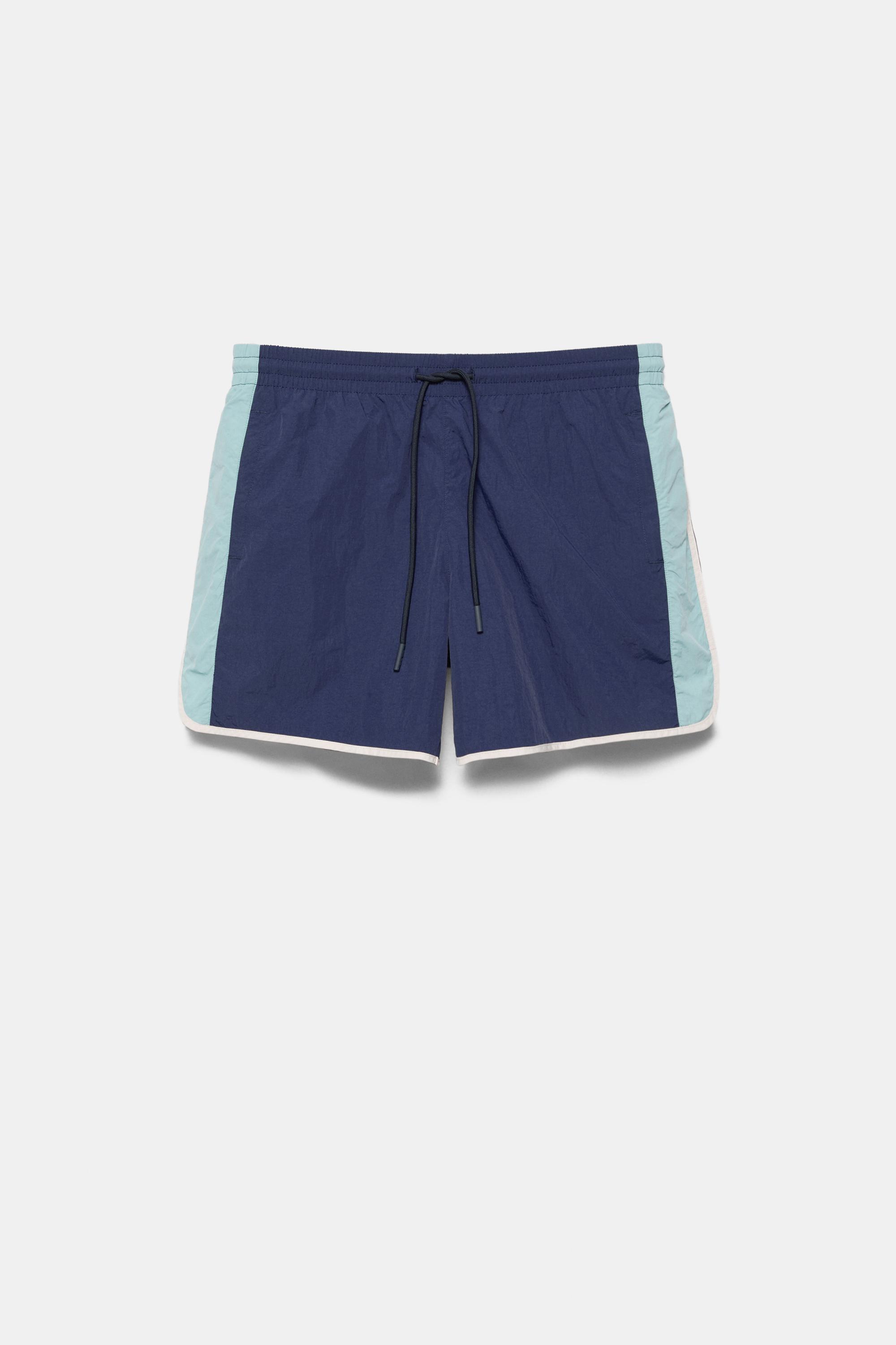 Contrast panel swimming trunks — Blue