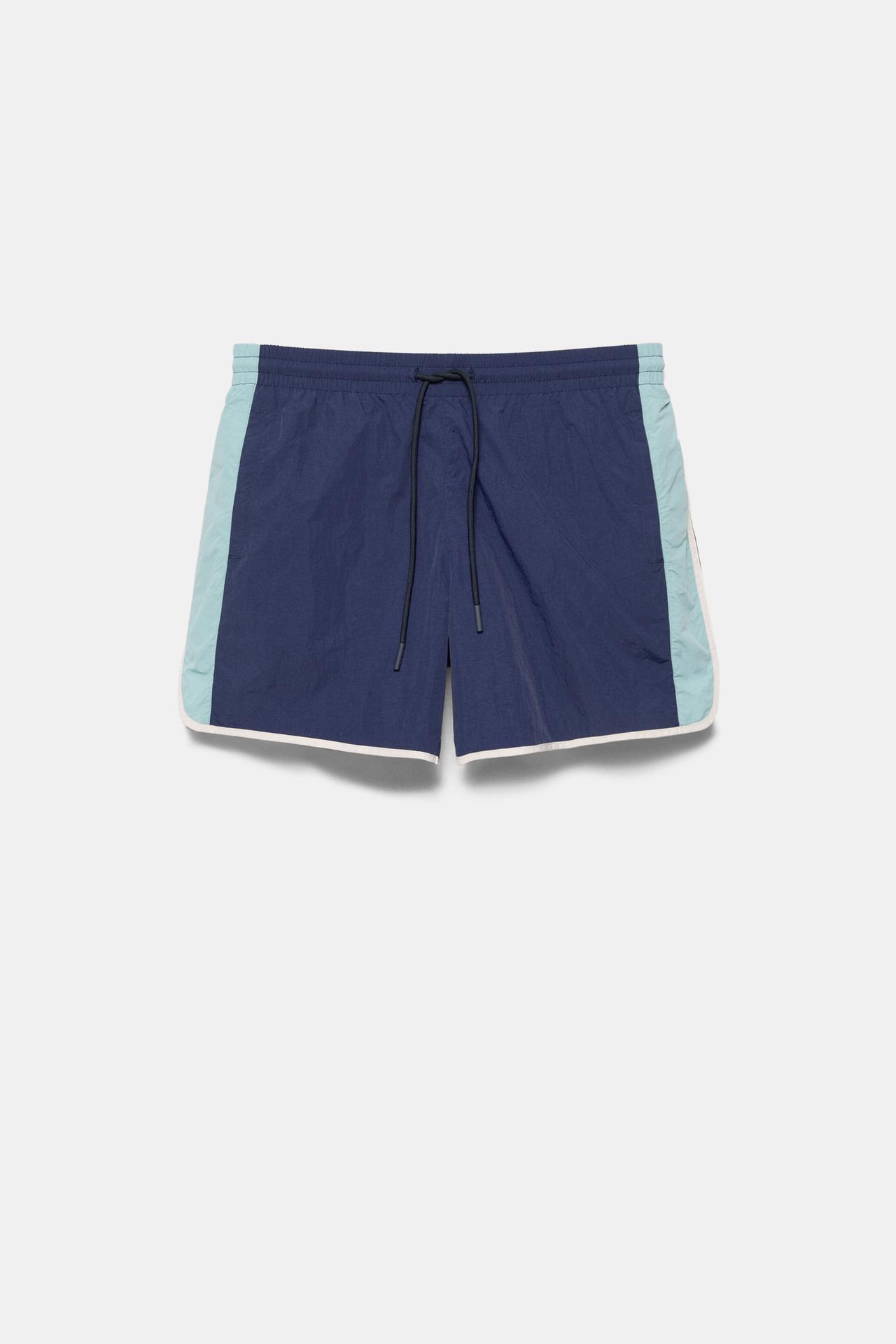 Contrast panel swimming trunks — Blue
