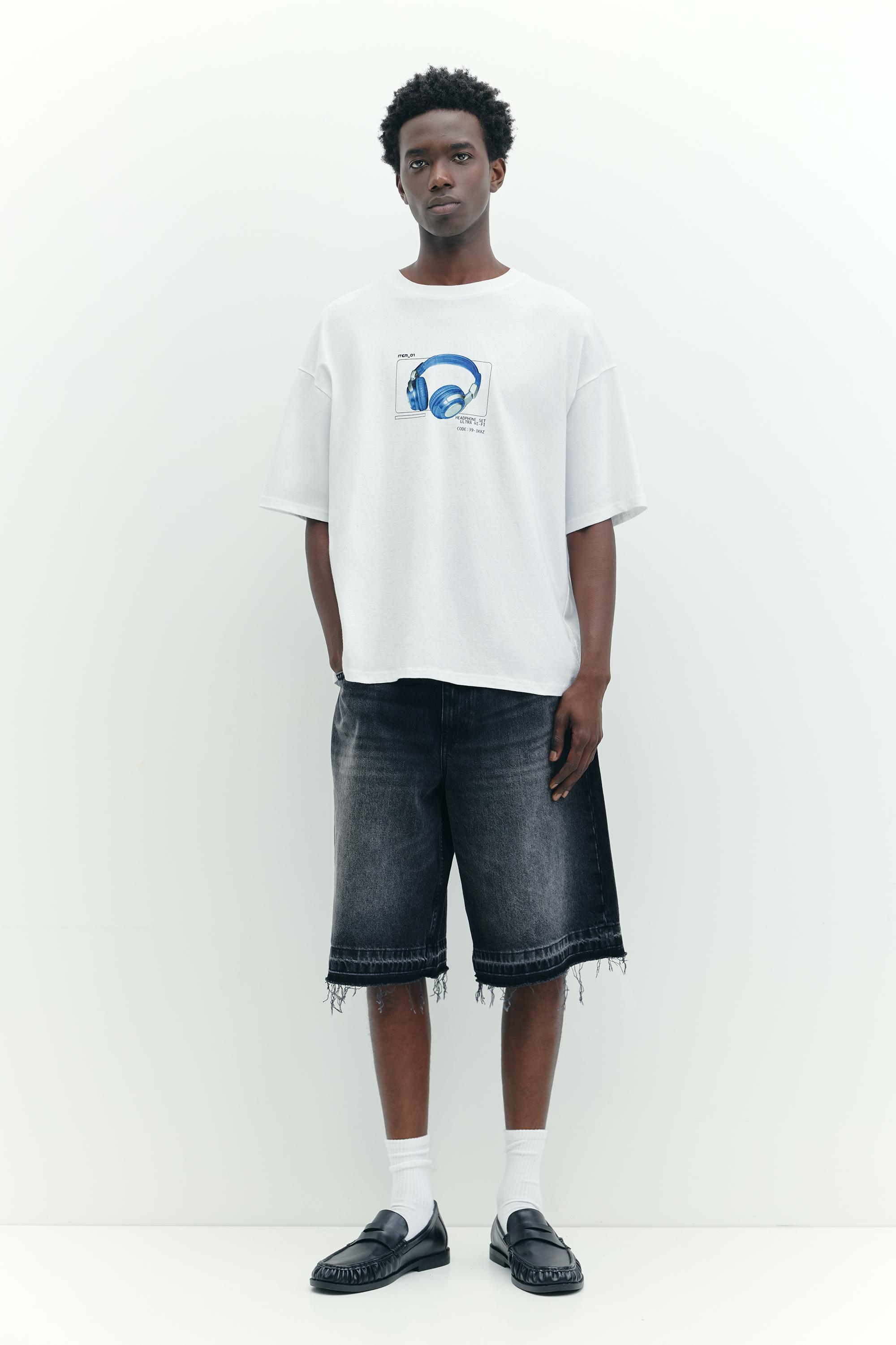 STWD T-shirt with headphones graphic — Off white