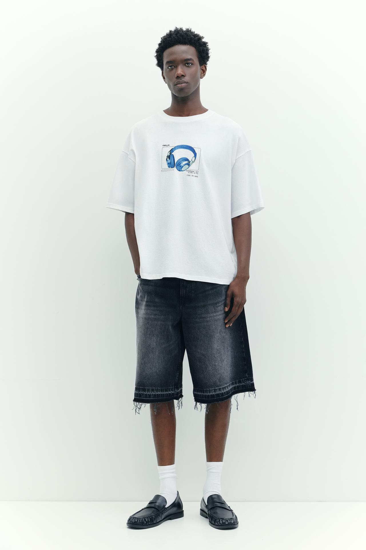 STWD T-shirt with headphones graphic — Off white