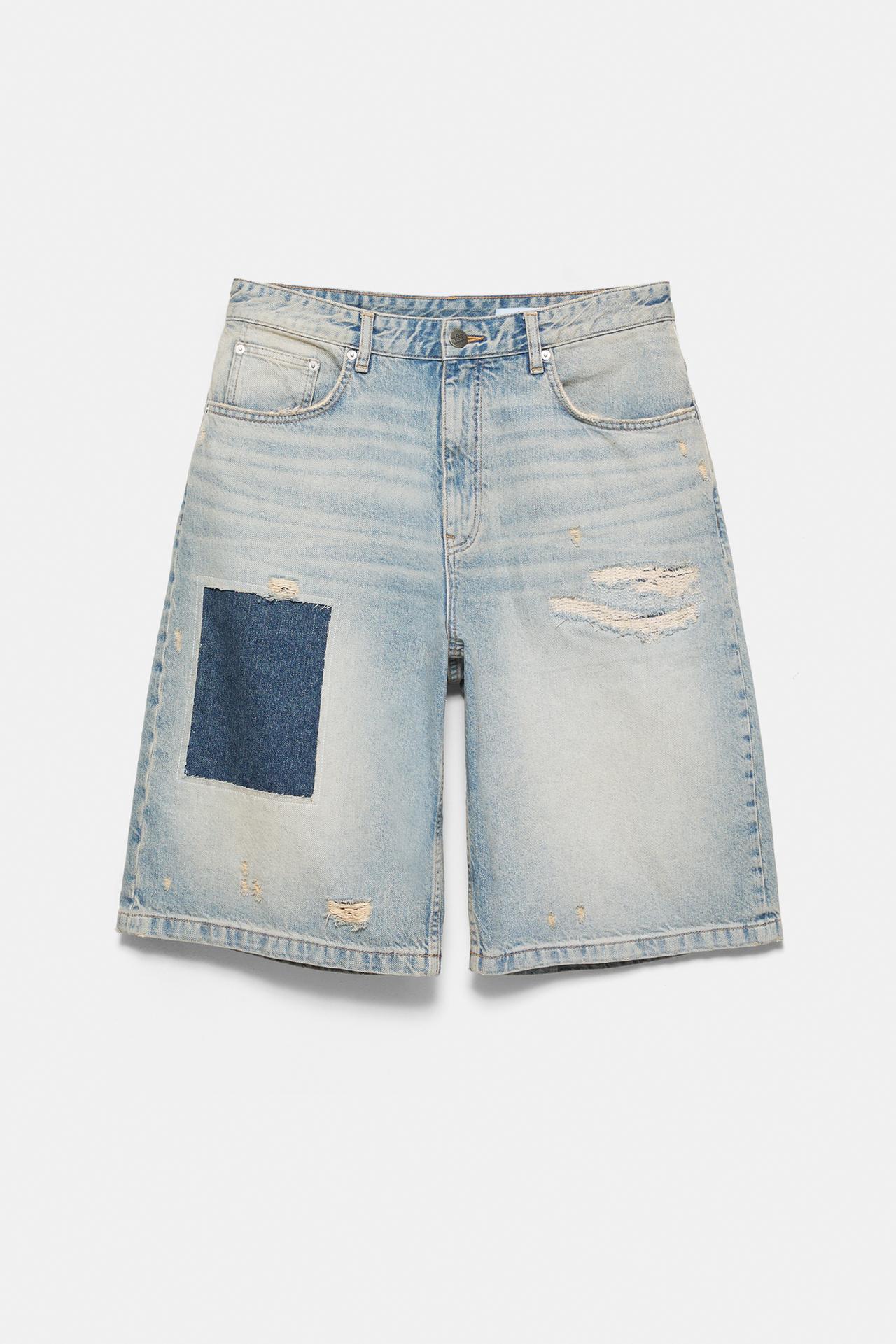 Pleasures x STWD skater denim Bermuda shorts — Medium blue