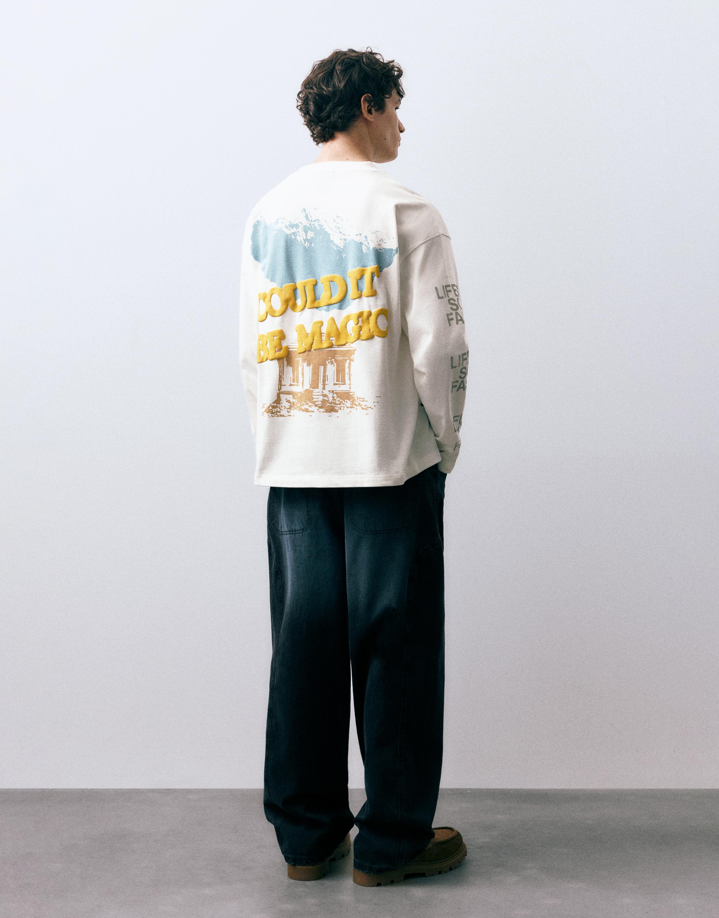 Uzun kollu grafik baskılı tişört - Görsel 11