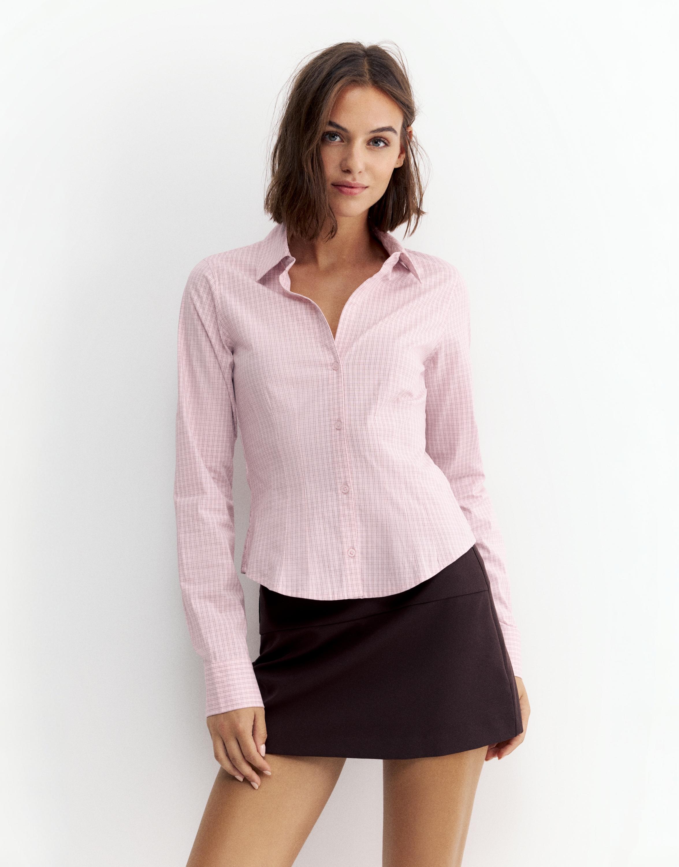Fitted wide-cuff shirt — Pink