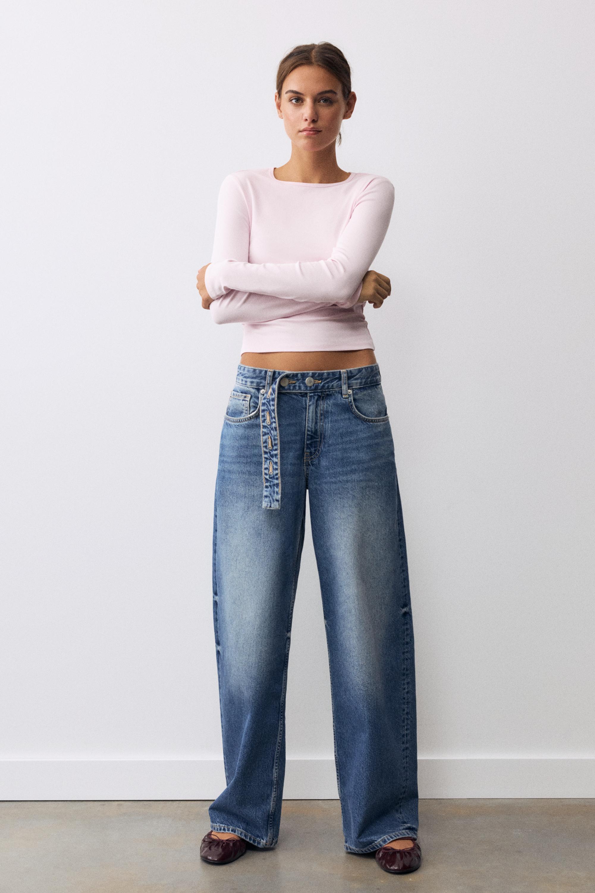 Fitted long sleeve T-shirt — Pink