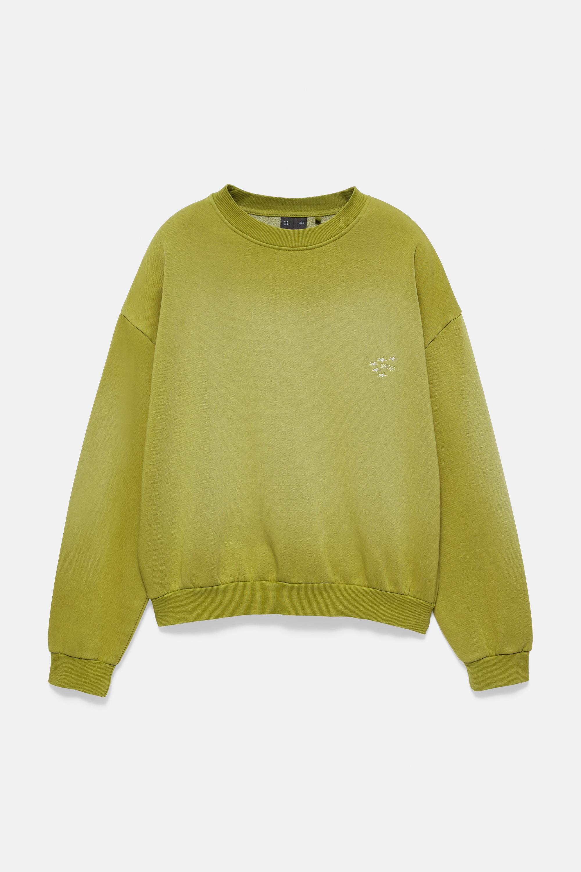 Embroidered washed-effect sweatshirt — Khaki