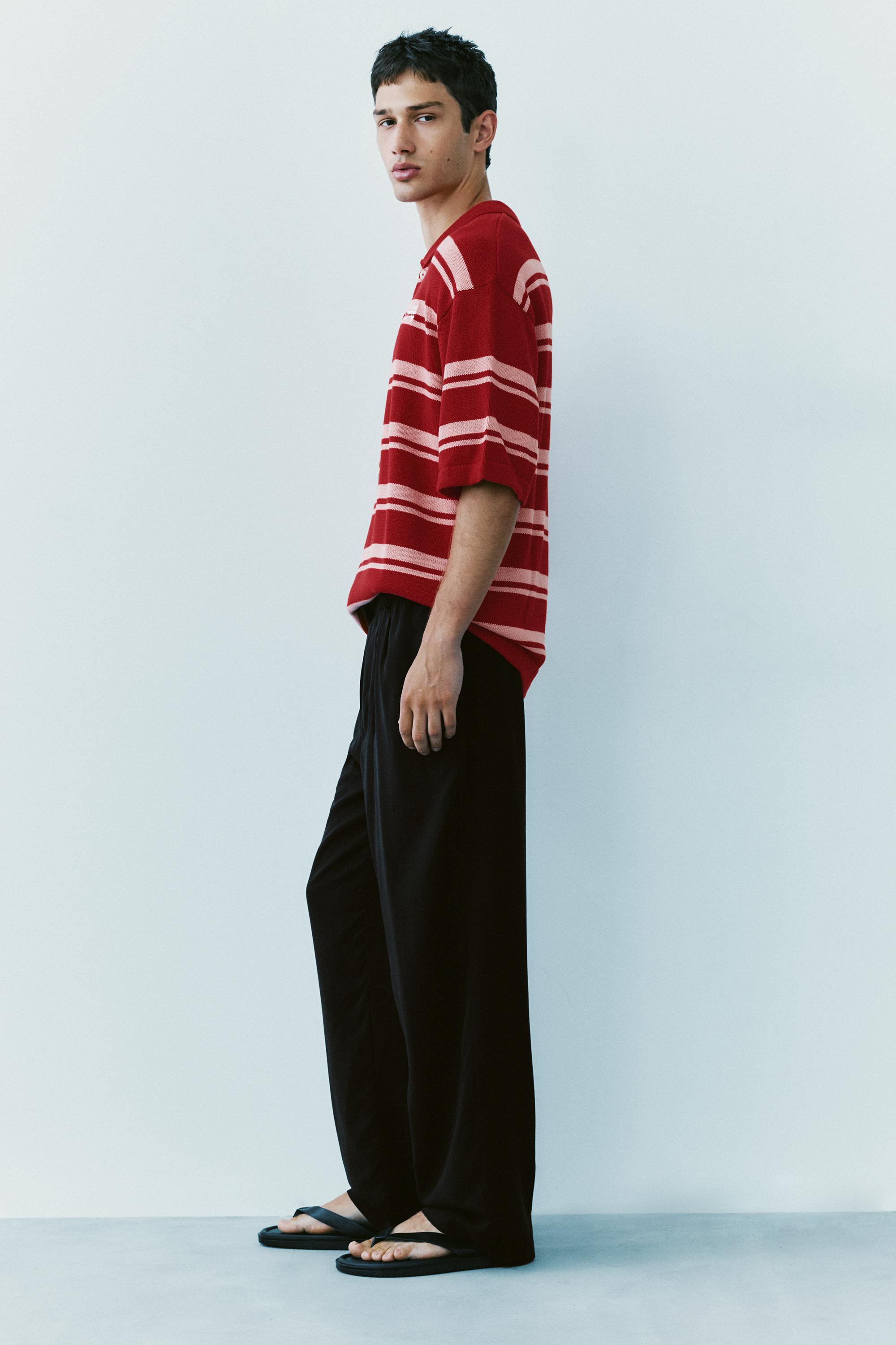STWD striped knit polo shirt — Red