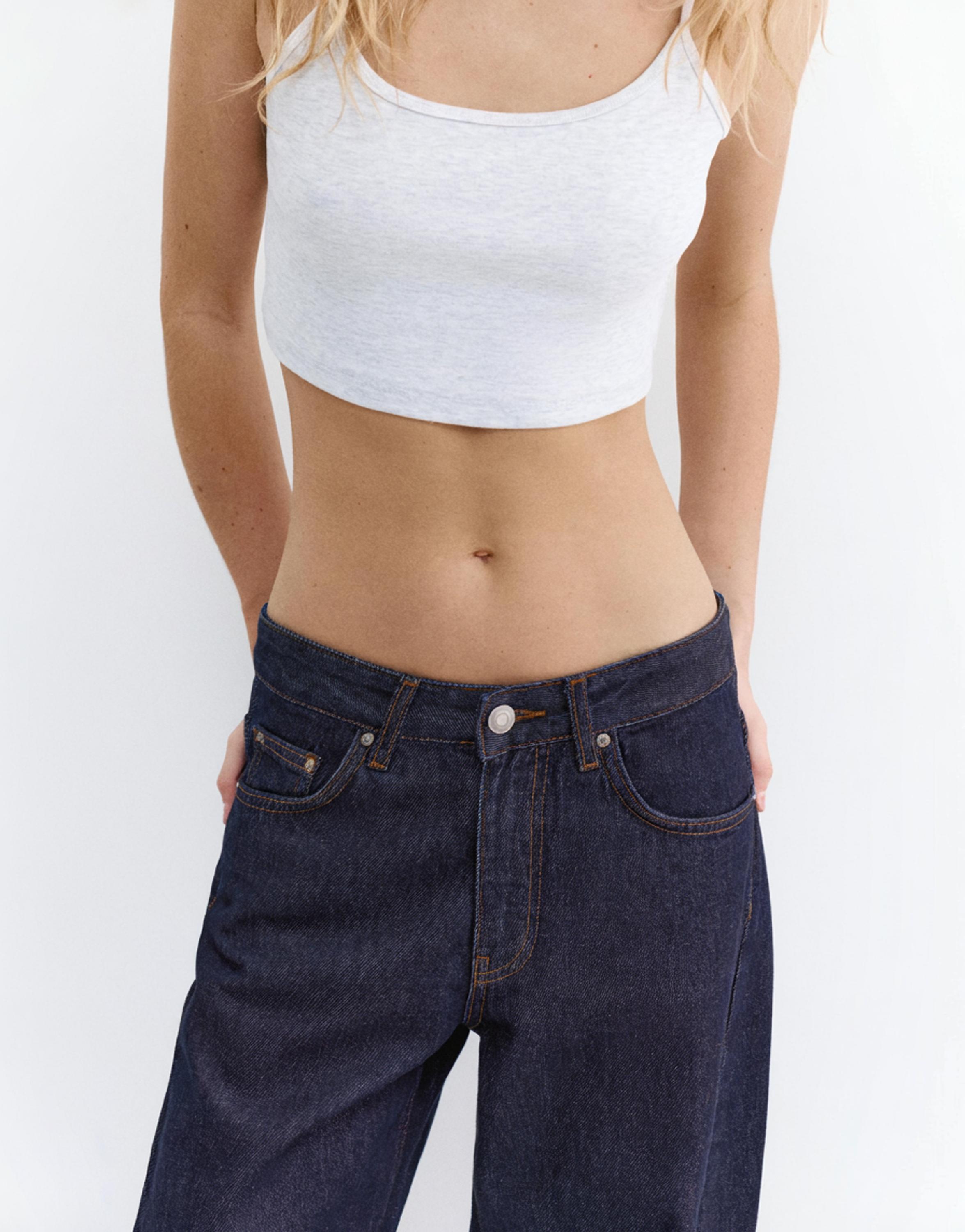Low-rise barrel jeans — Navy