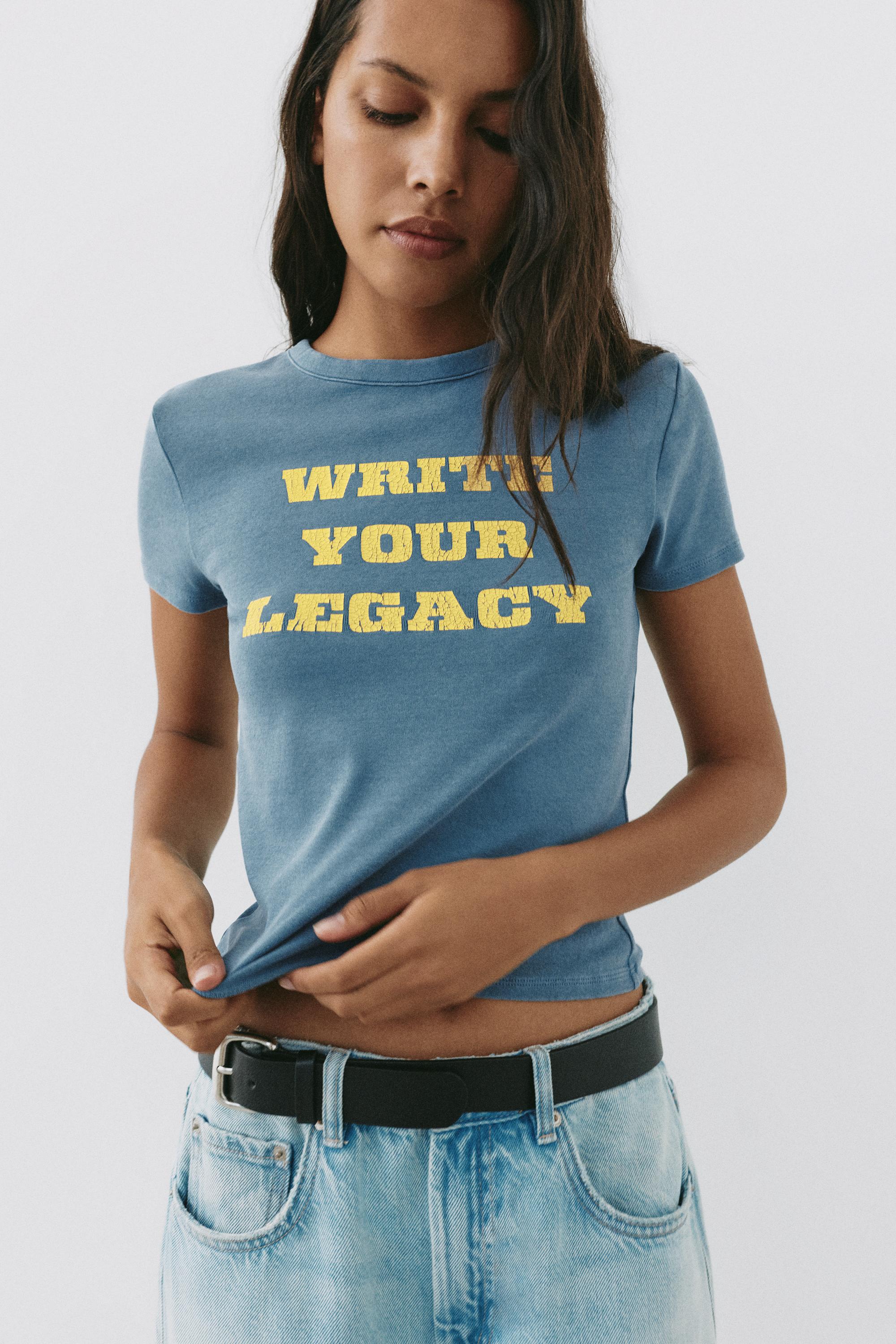 Regular fit crackled graphic T-shirt — Grey/Blue