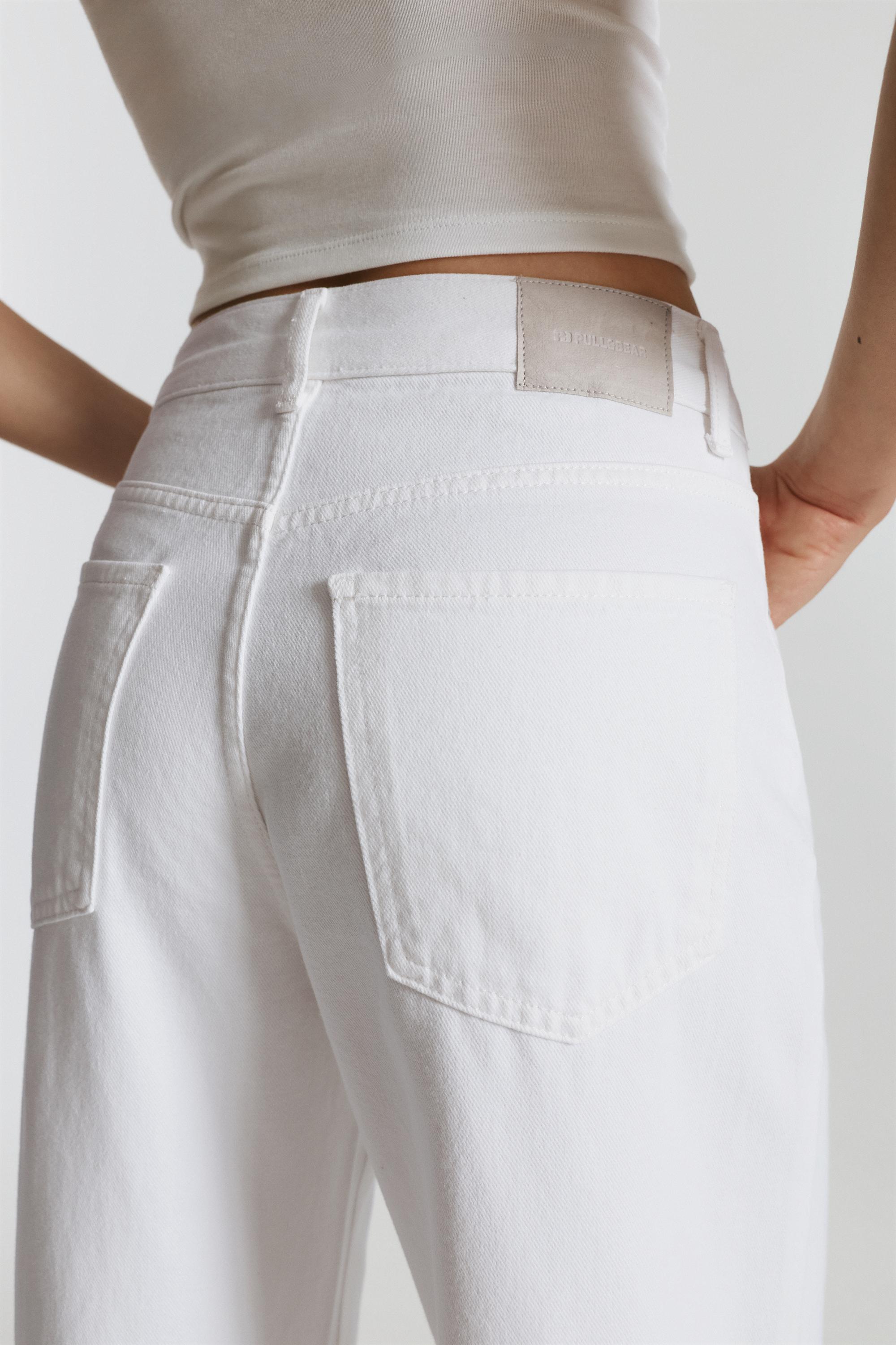 Mid-waist baggy jeans — White
