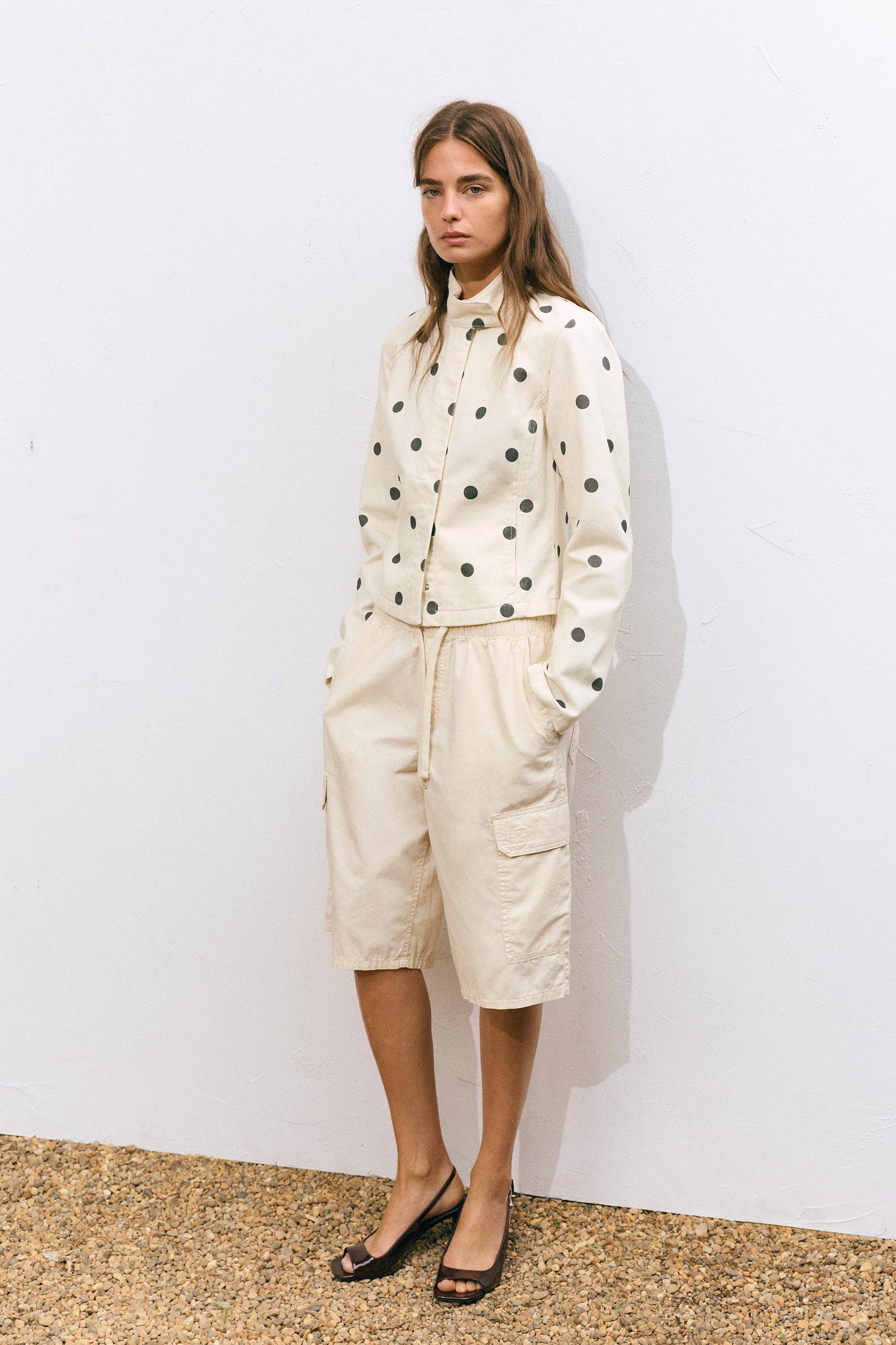 Fitted polka dot jacket — Ecru