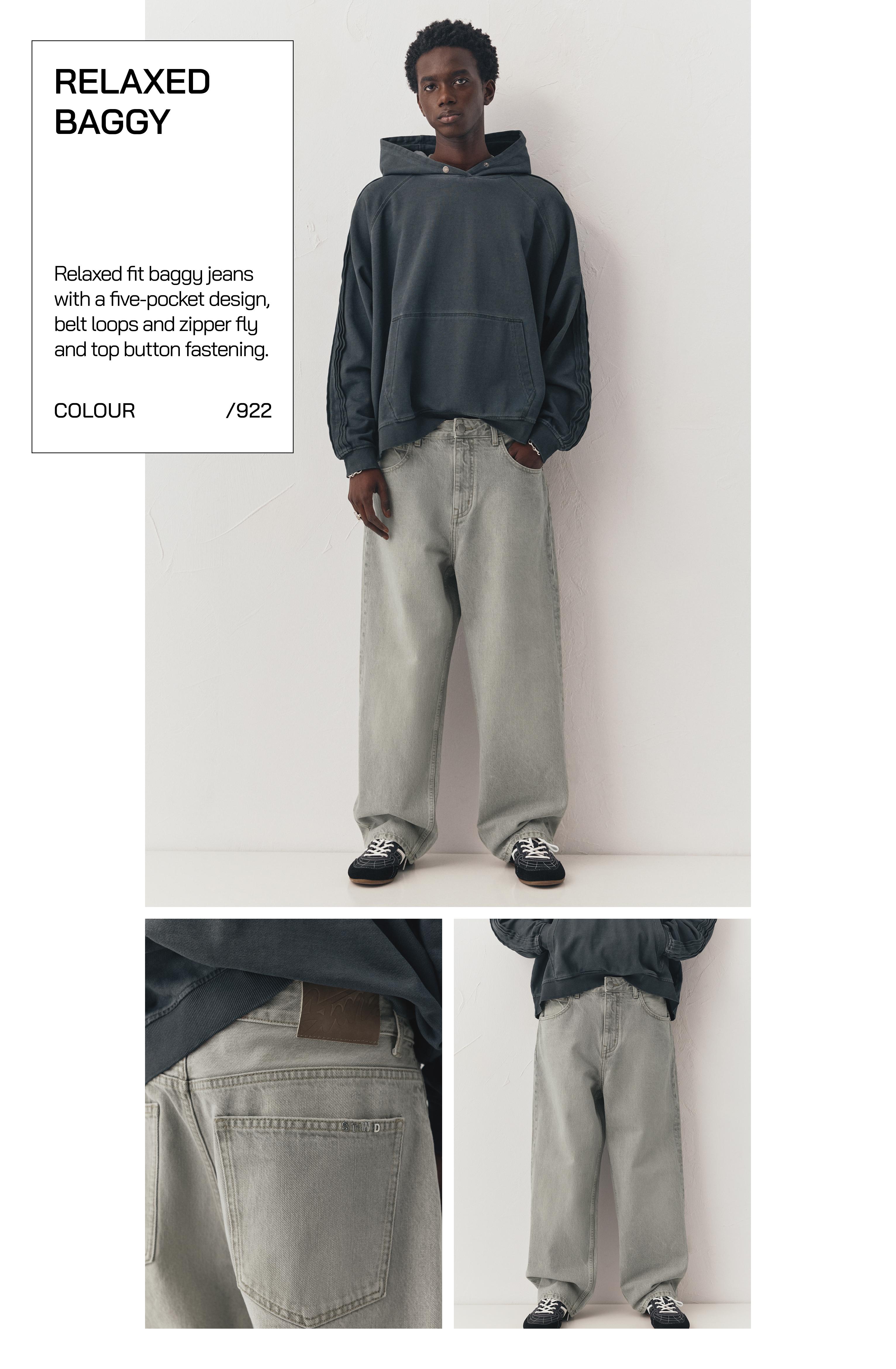 Relaxed fit baggy jeans — Dark grey