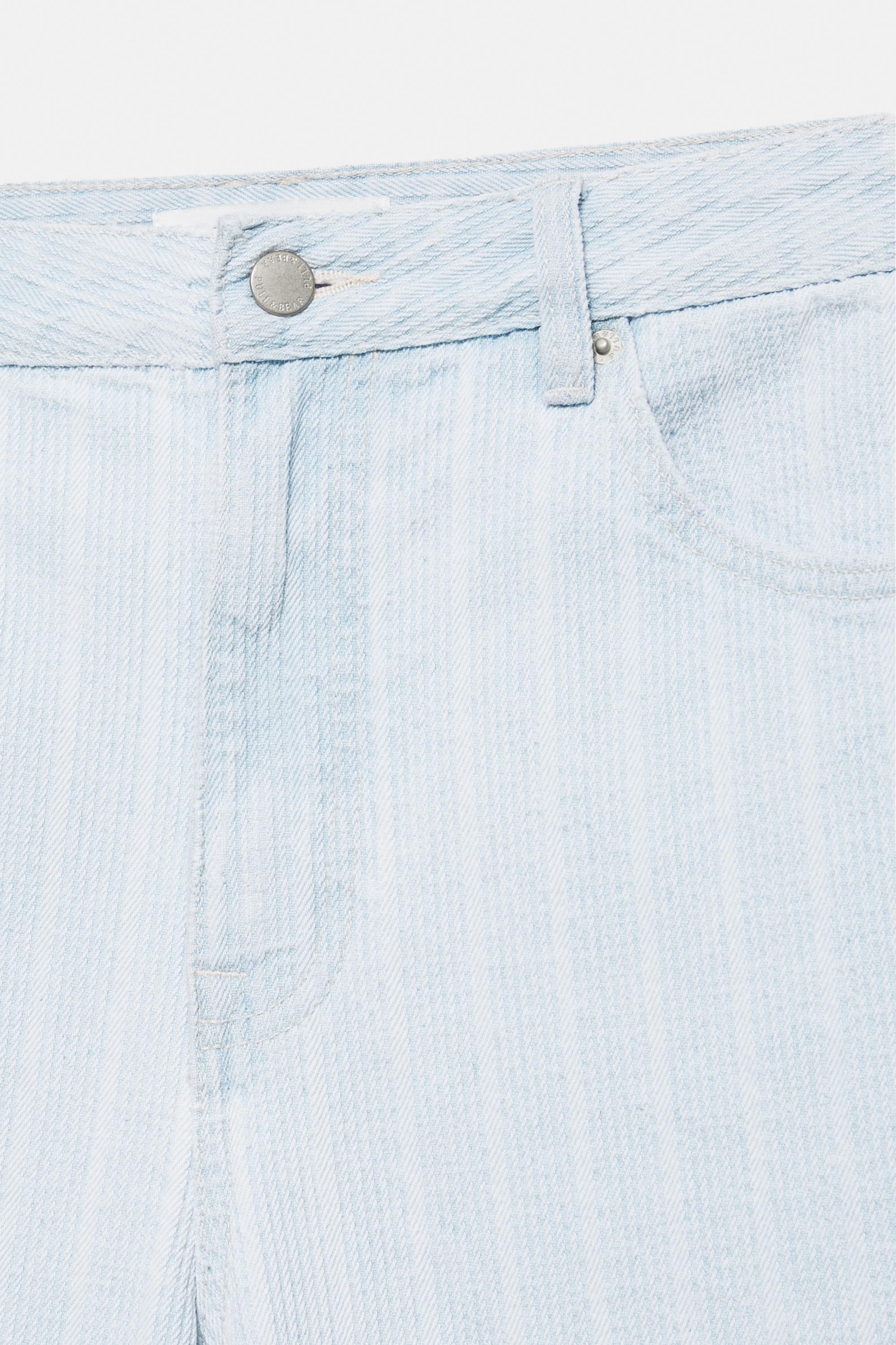 Standard fit jacquard denim Bermuda shorts — Pale blue