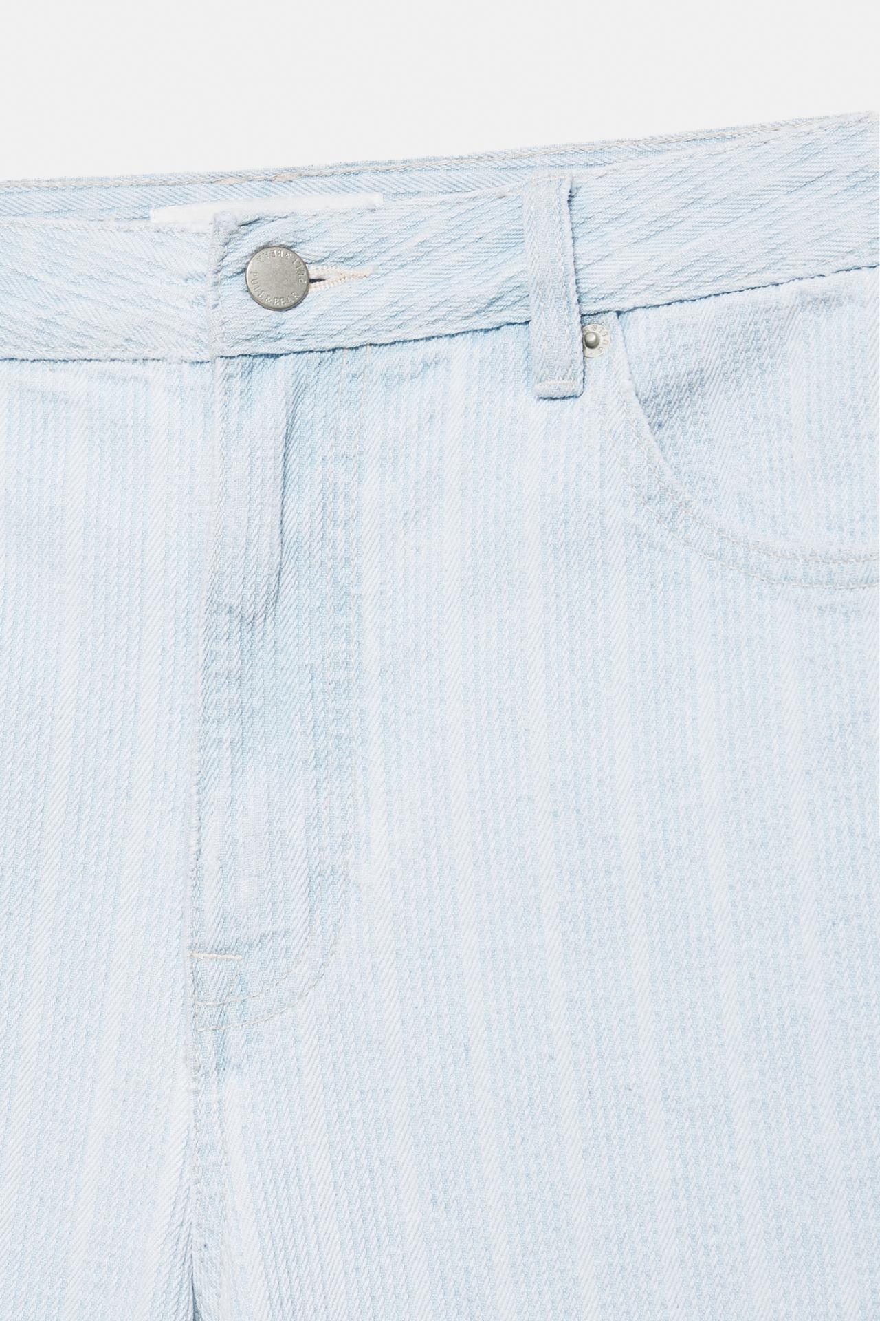 Standard fit jacquard denim Bermuda shorts — Pale blue